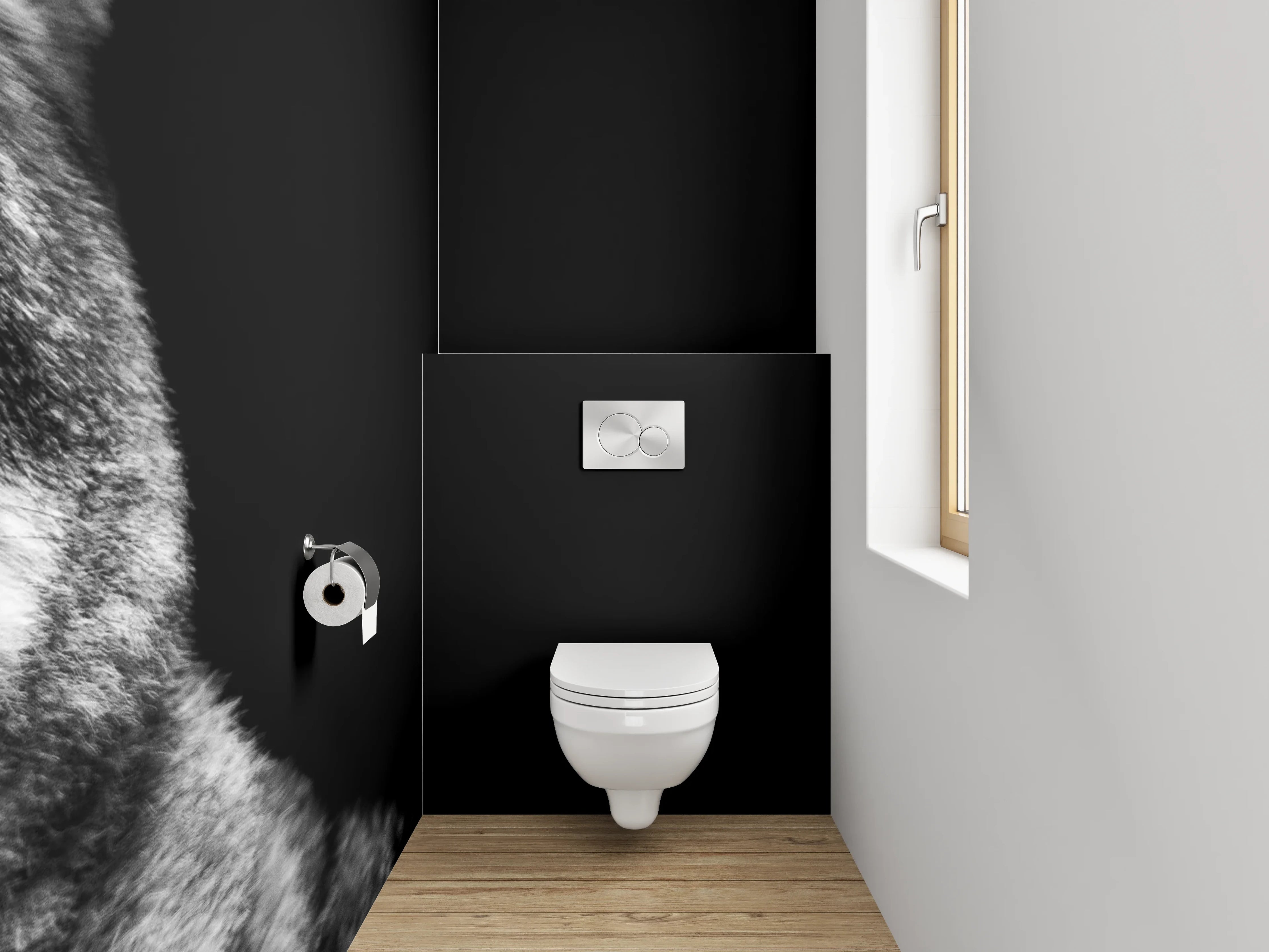 WC-Rückwand - Wolf Silhouette Schwarz-Weiß