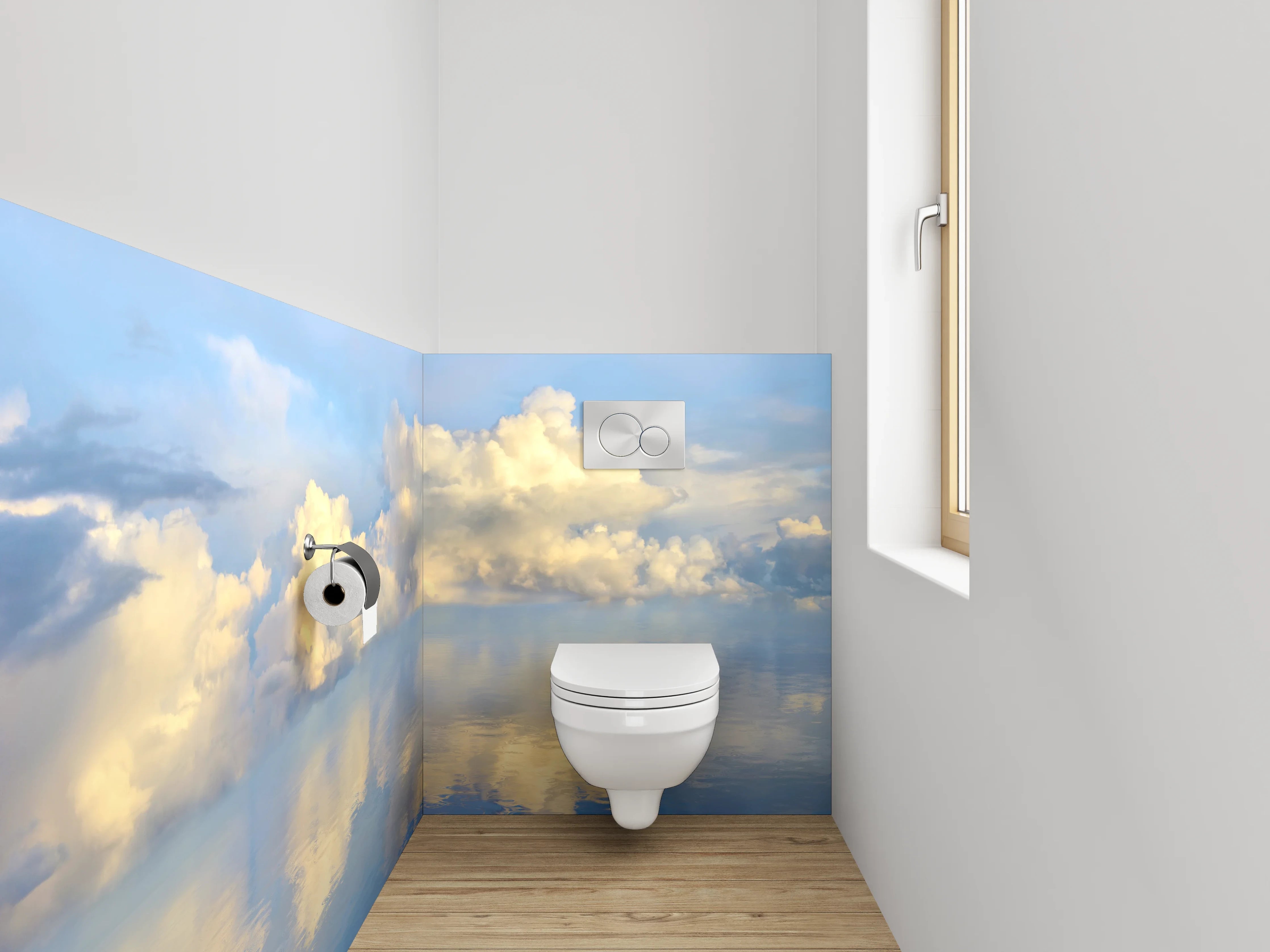 WC-Rückwand - Wolkenhimmel über ruhigem Wasser