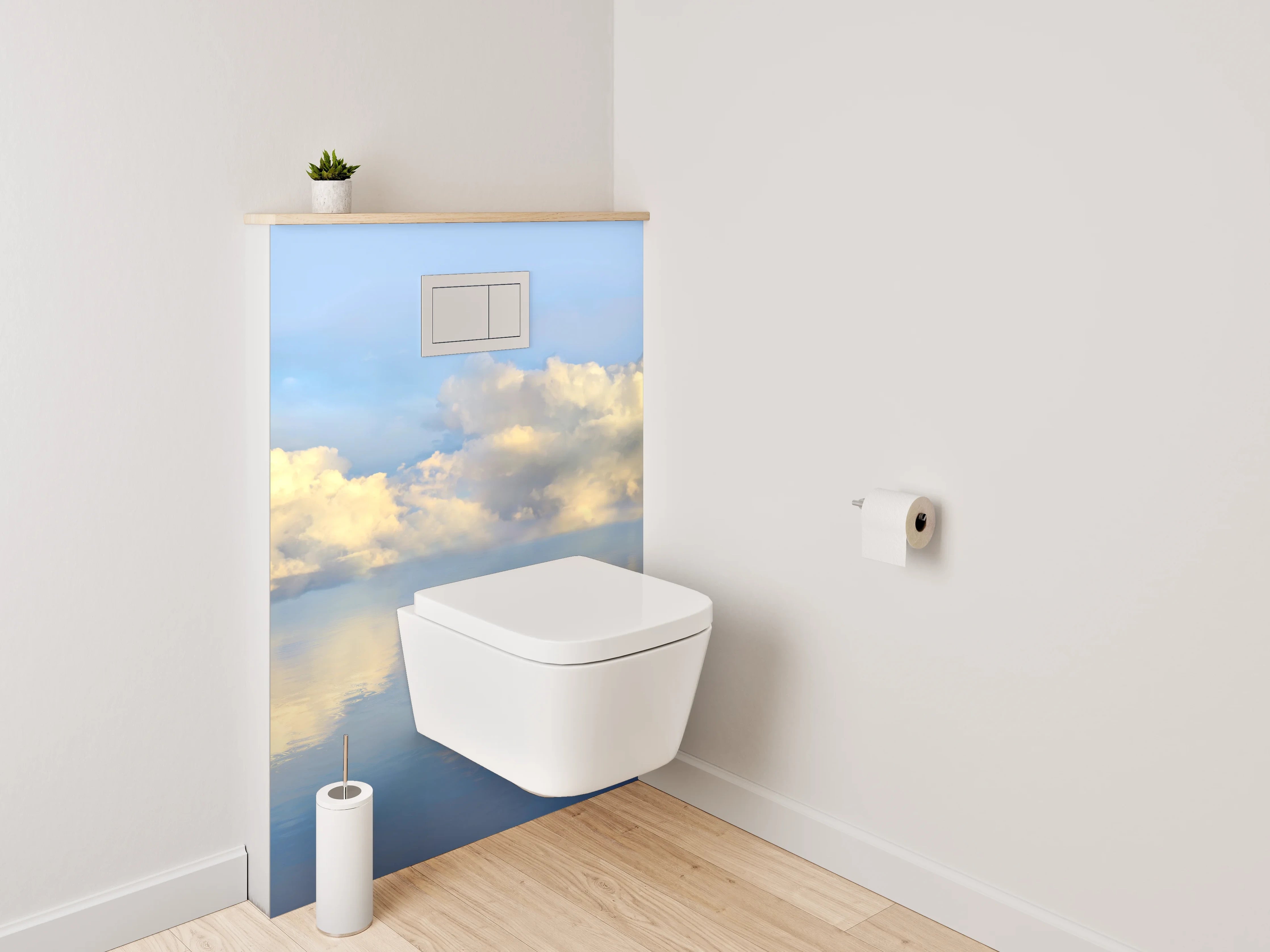 WC-Rückwand - Wolkenhimmel über ruhigem Wasser