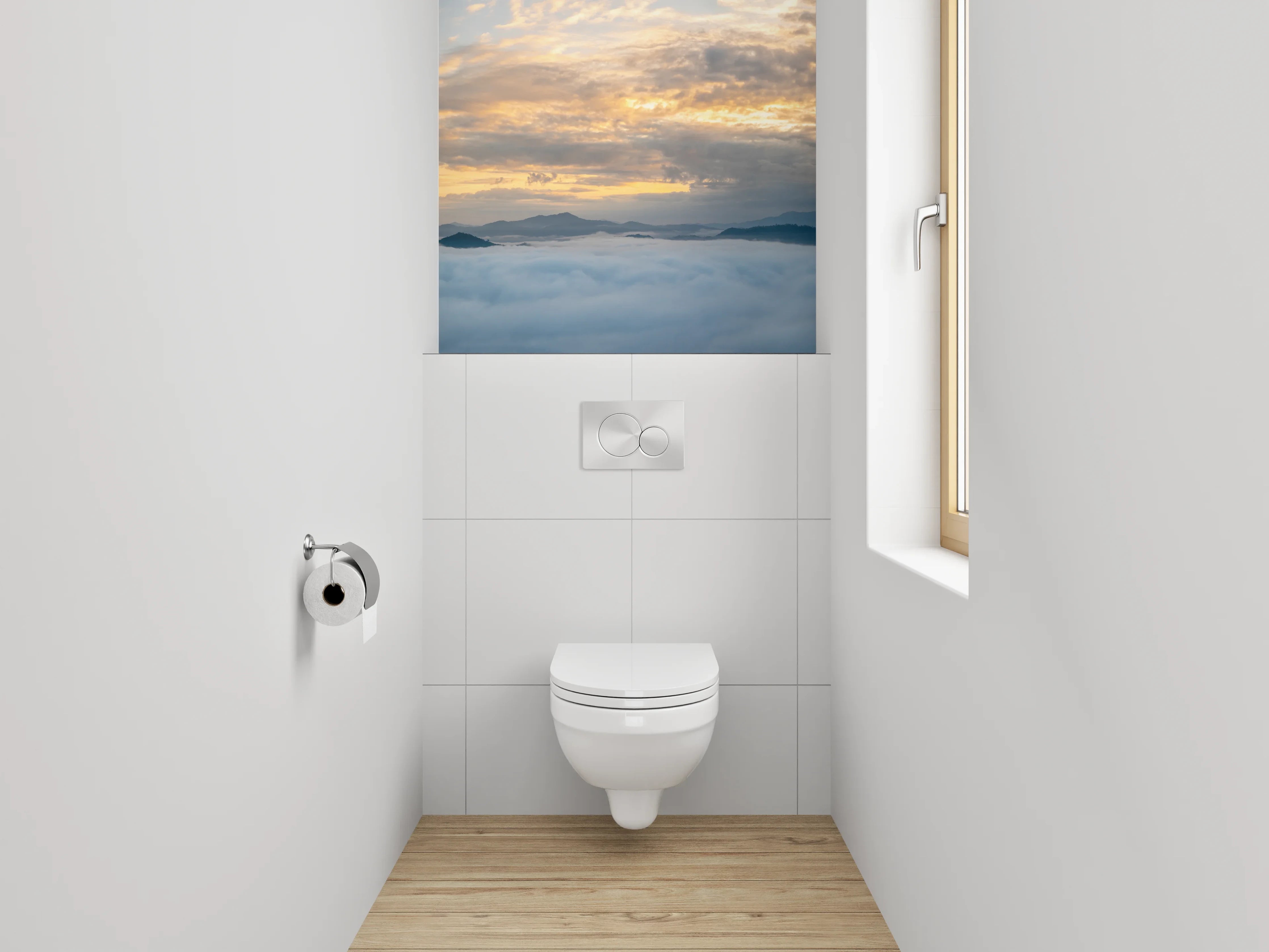 WC-Rückwand - Wolkenmeer mit Berglandschaft Sonnenaufgang