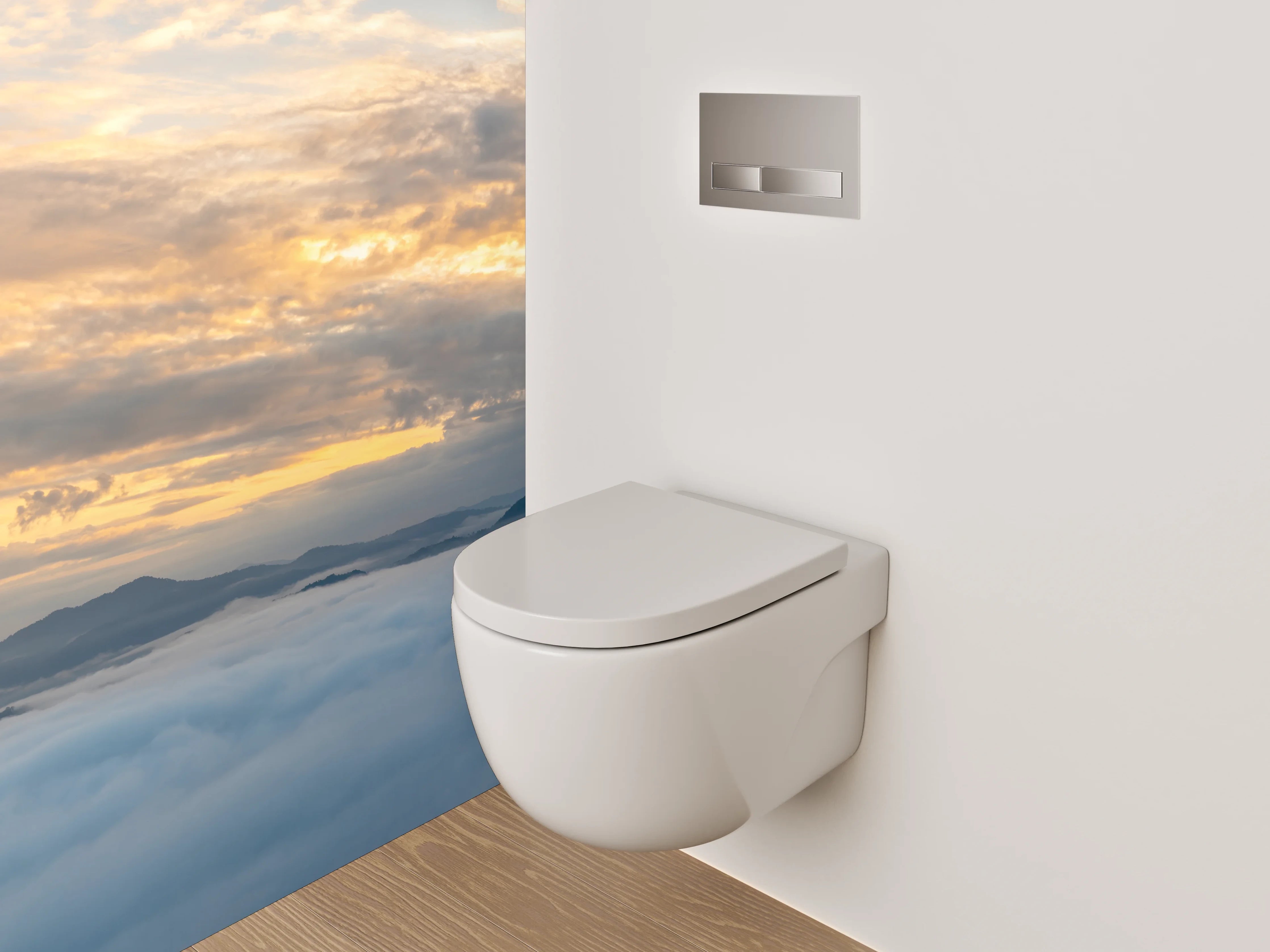WC-Rückwand - Wolkenmeer mit Berglandschaft Sonnenaufgang