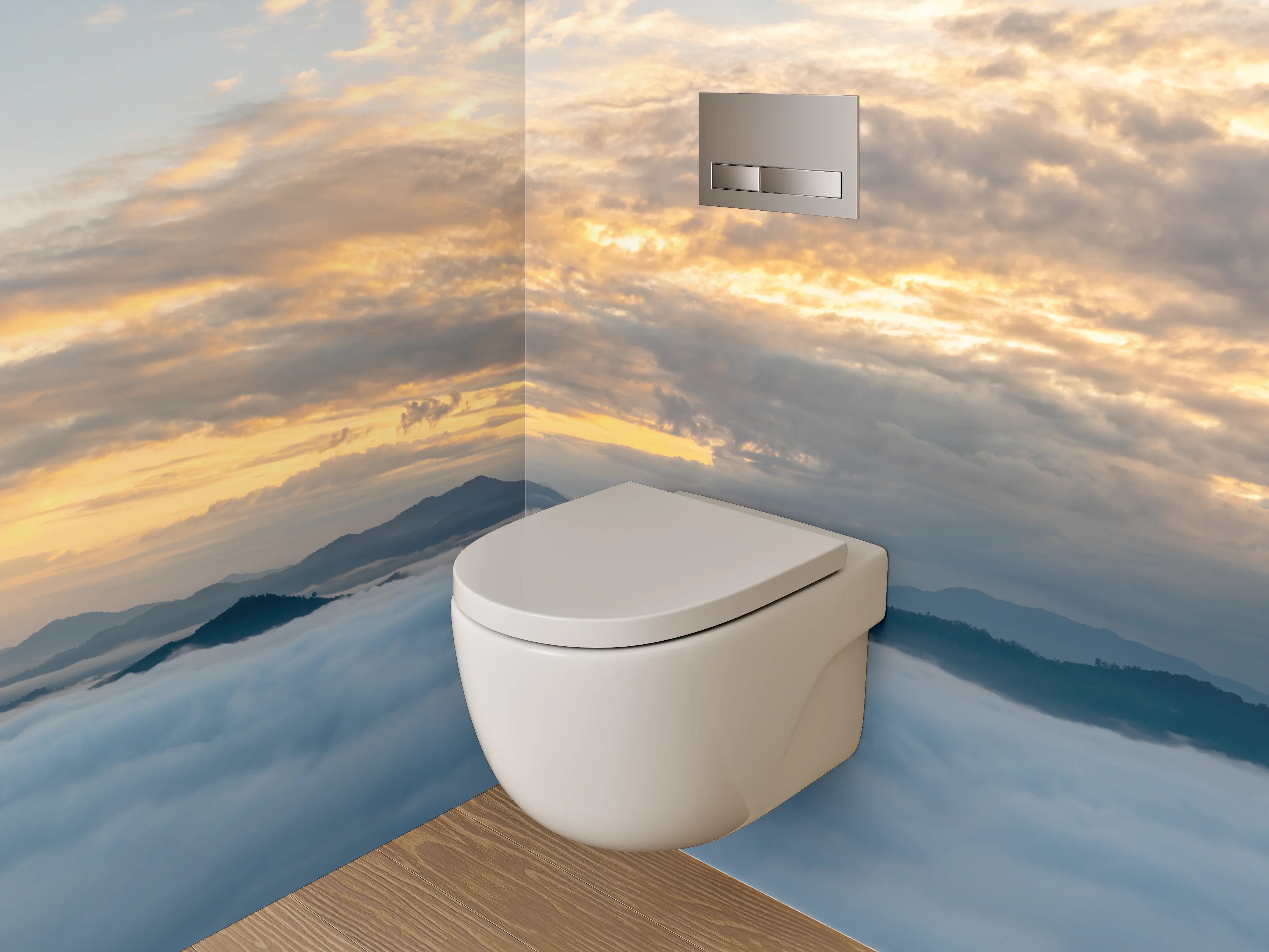 WC-Rückwand - Wolkenmeer mit Berglandschaft Sonnenaufgang