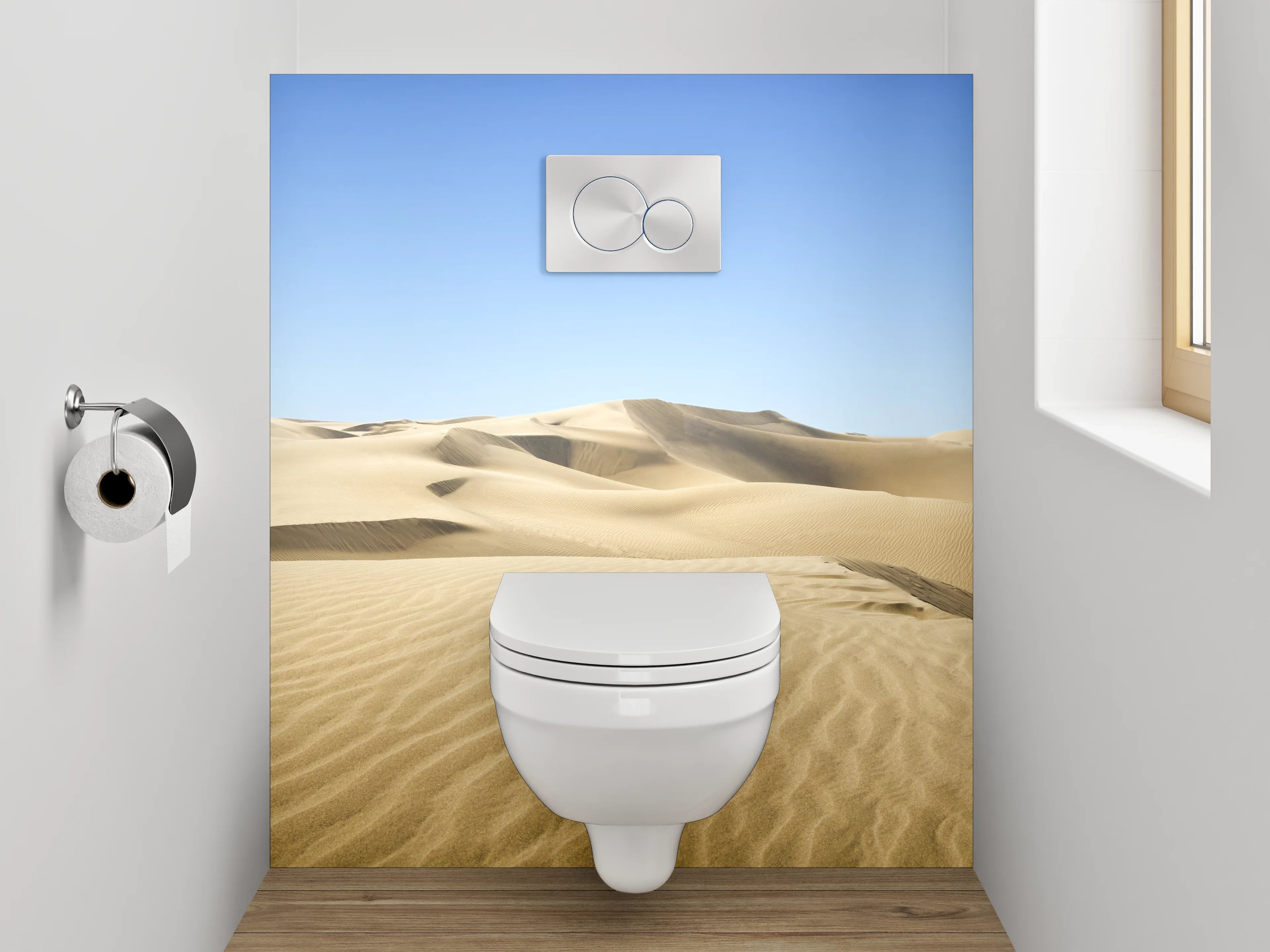 WC-Rückwand - Wüste Dünen unter blauem Himmel