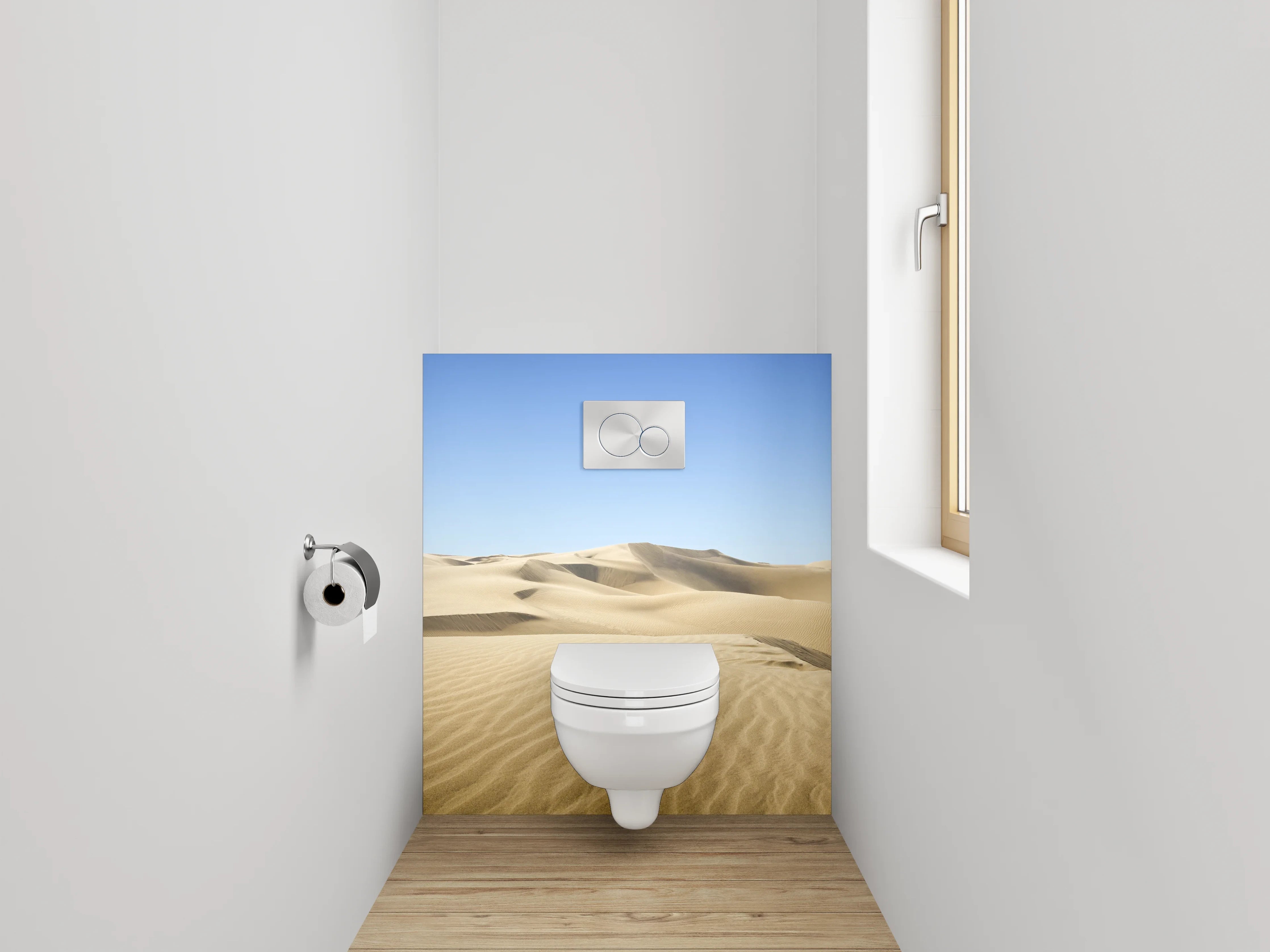 WC-Rückwand - Wüste Dünen unter blauem Himmel