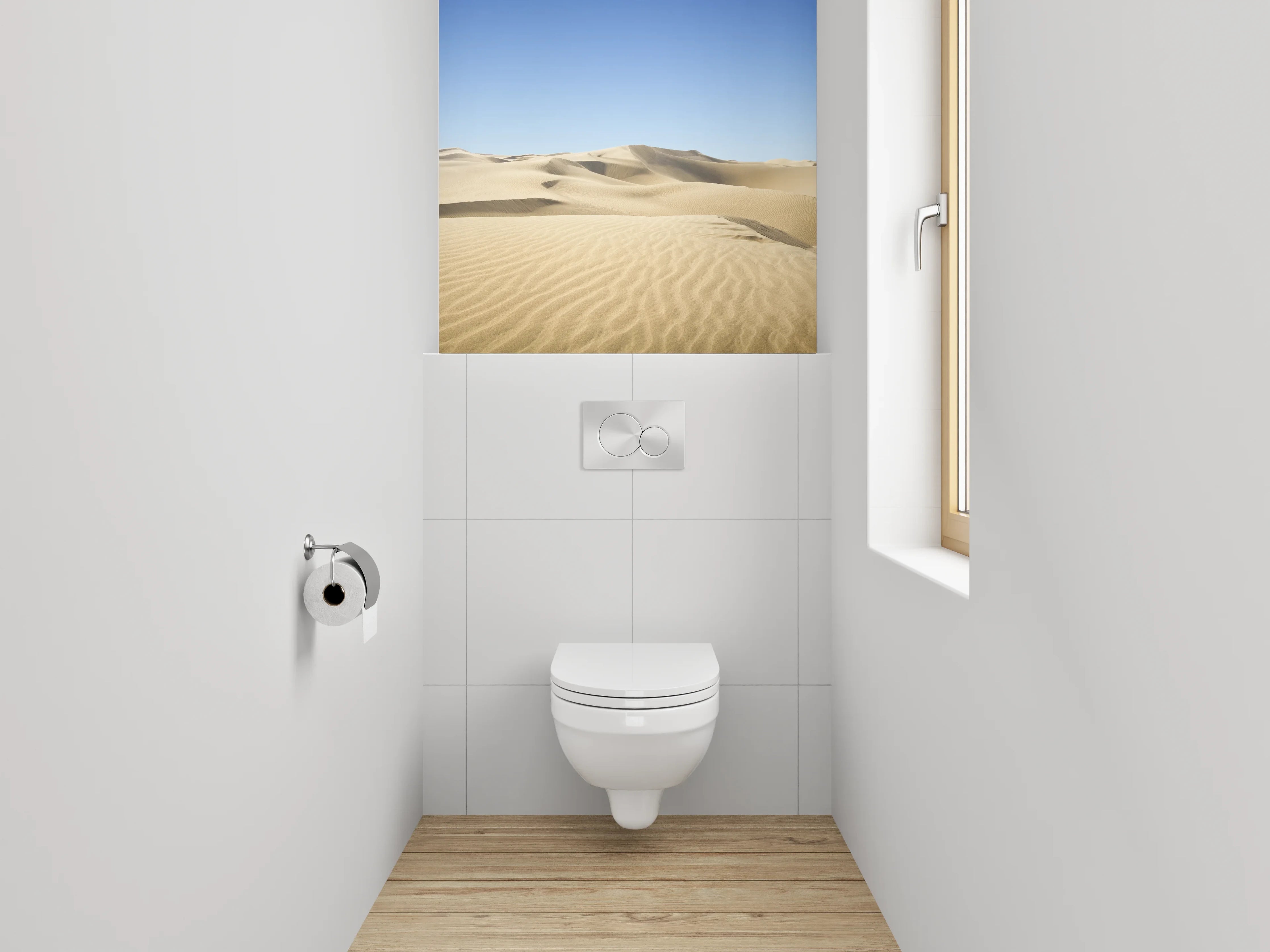 WC-Rückwand - Wüste Dünen unter blauem Himmel