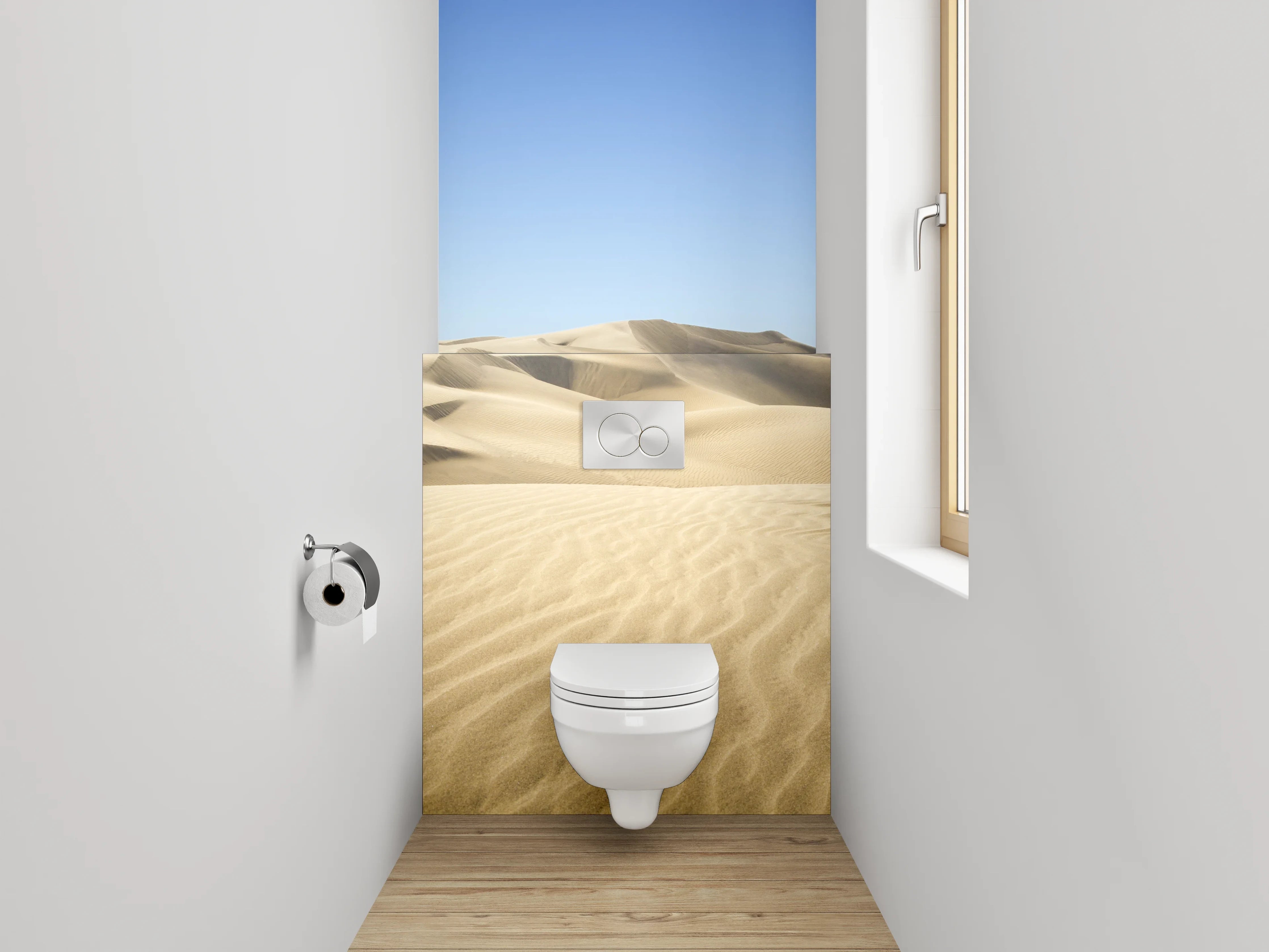 WC-Rückwand - Wüste Dünen unter blauem Himmel