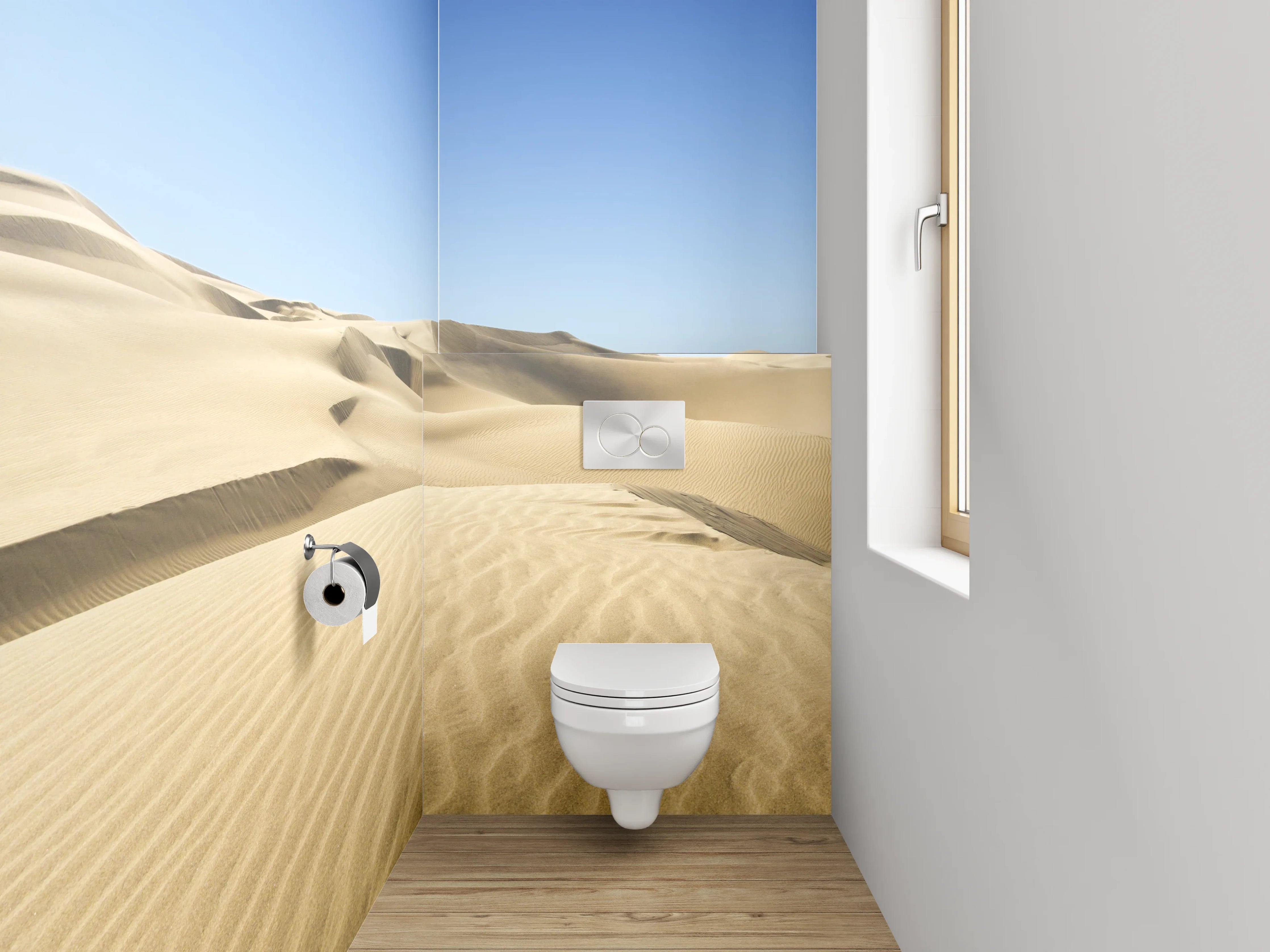 WC-Rückwand - Wüste Dünen unter blauem Himmel