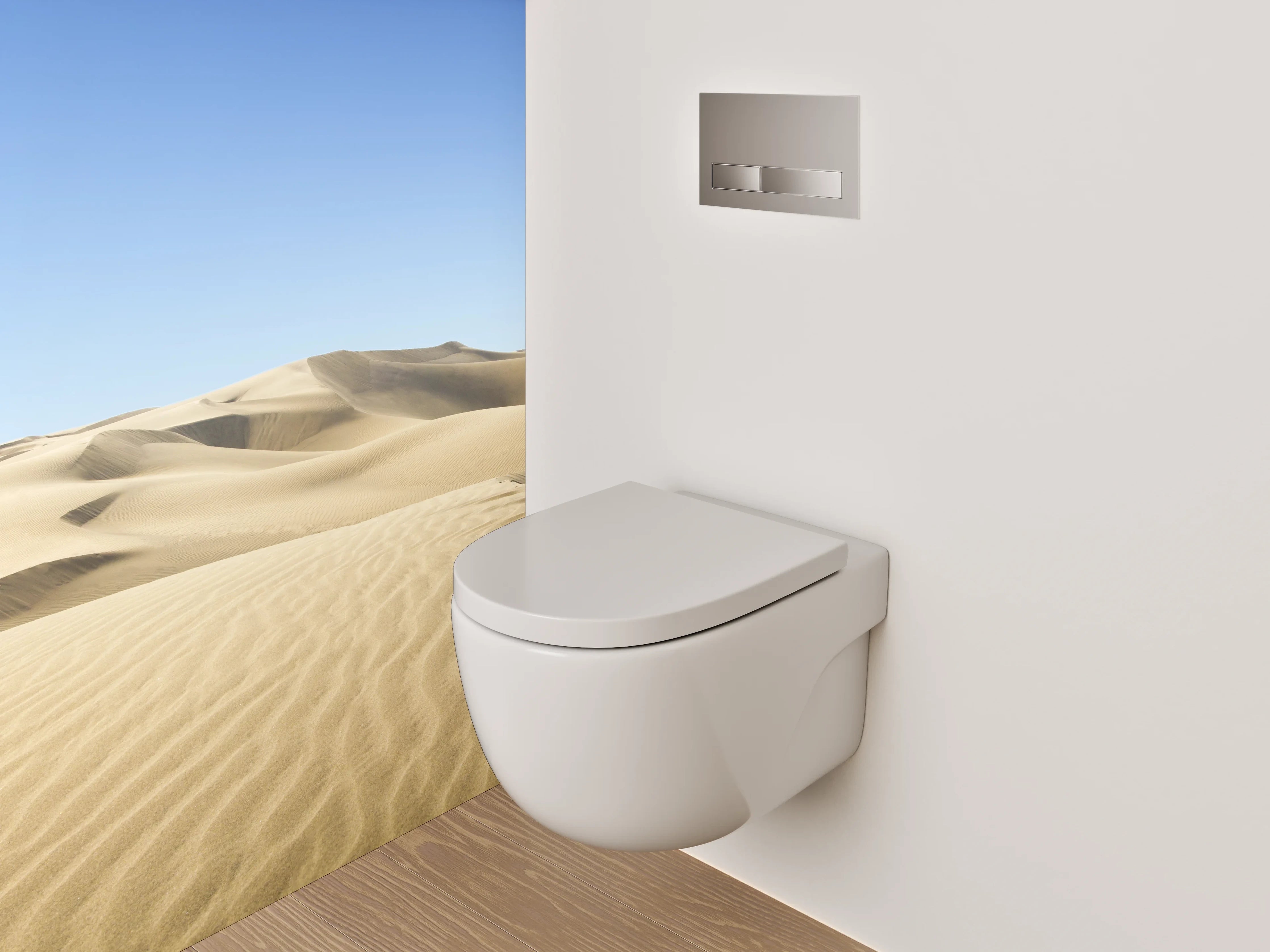 WC-Rückwand - Wüste Dünen unter blauem Himmel
