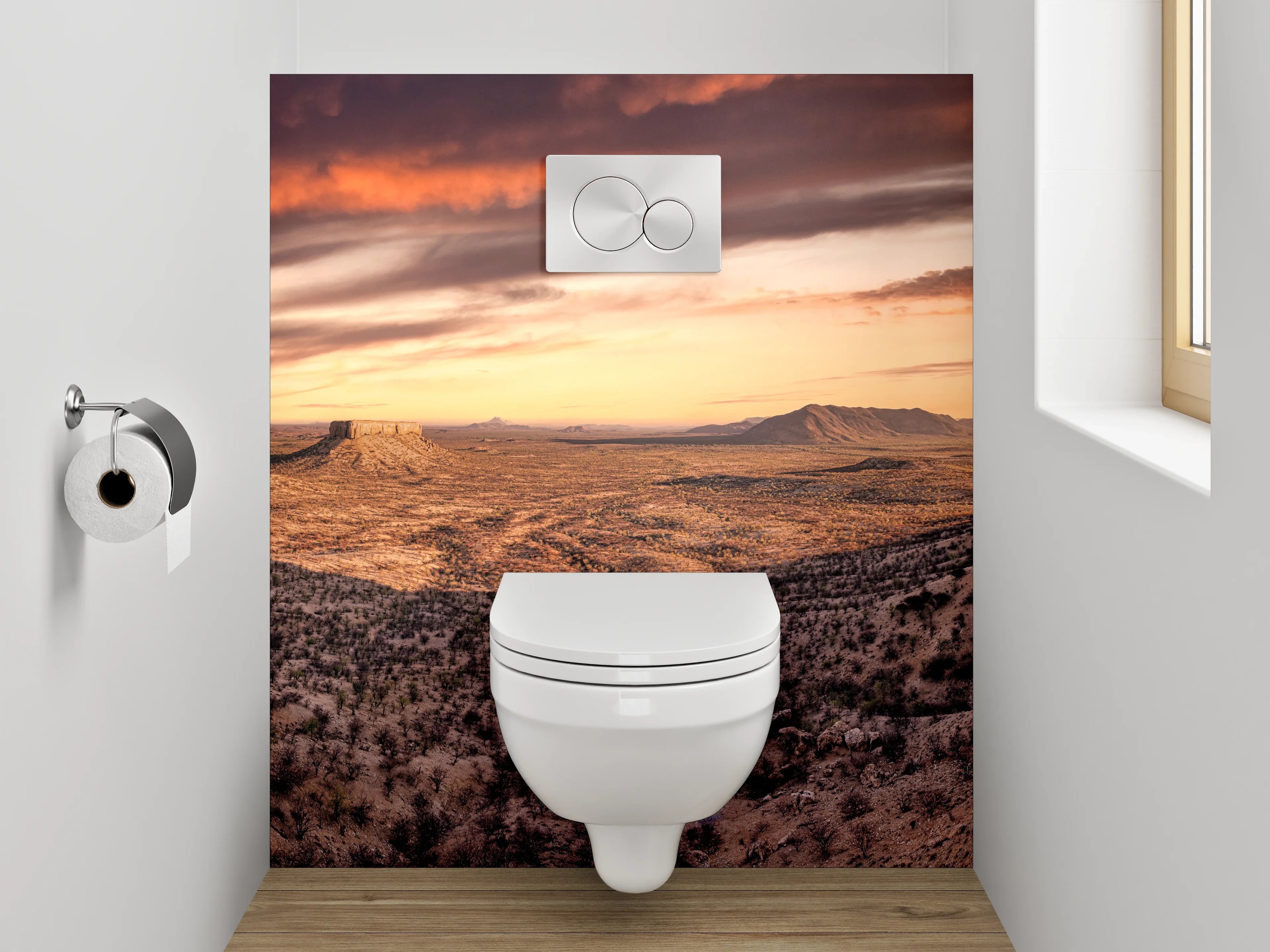 WC-Rückwand - Wüstenlandschaft bei Sonnenuntergang Panorama