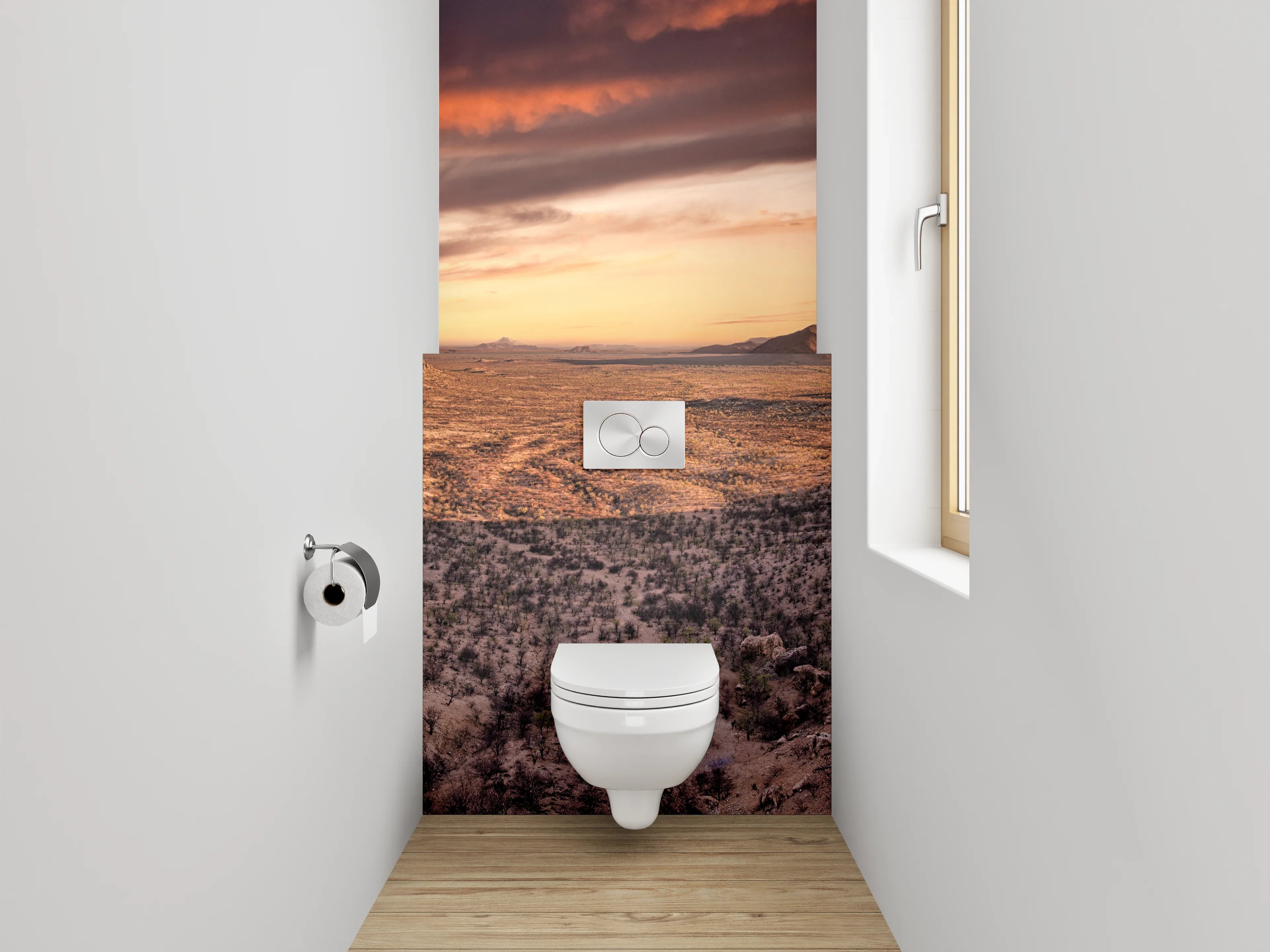 WC-Rückwand - Wüstenlandschaft bei Sonnenuntergang Panorama