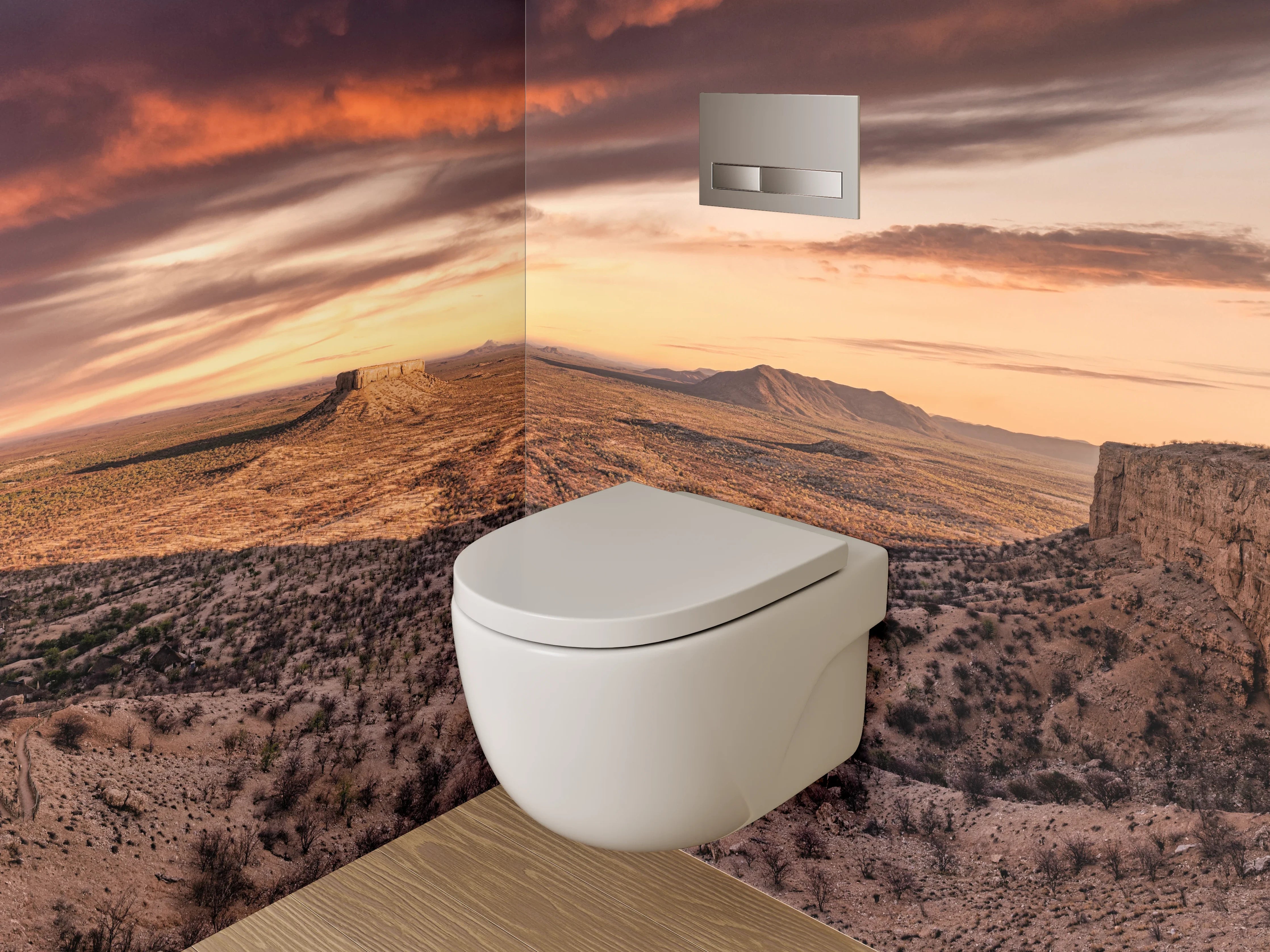 WC-Rückwand - Wüstenlandschaft bei Sonnenuntergang Panorama