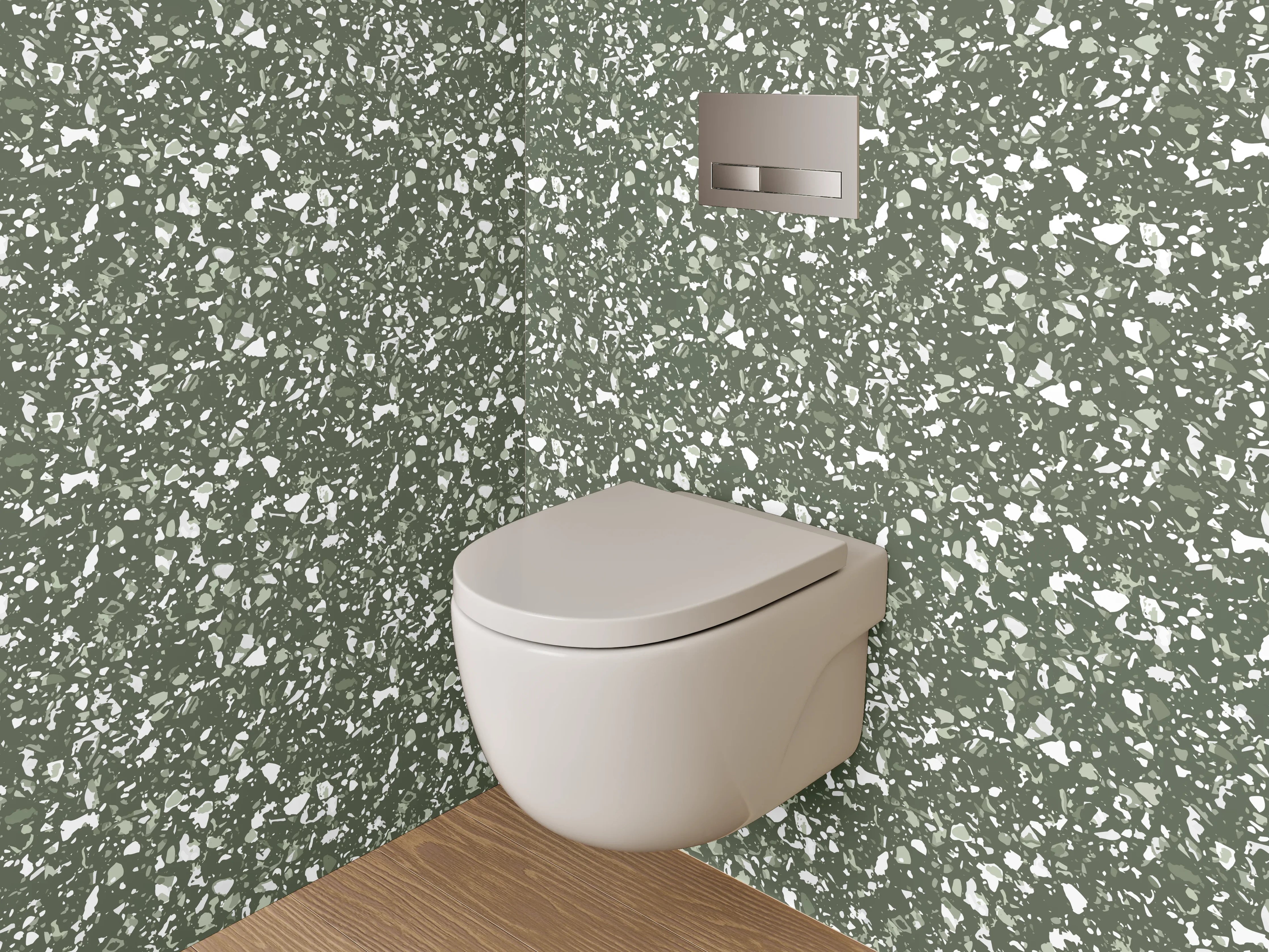 WC-Rückwand - Zart gemustertes Grün: Steinoptik Tapete