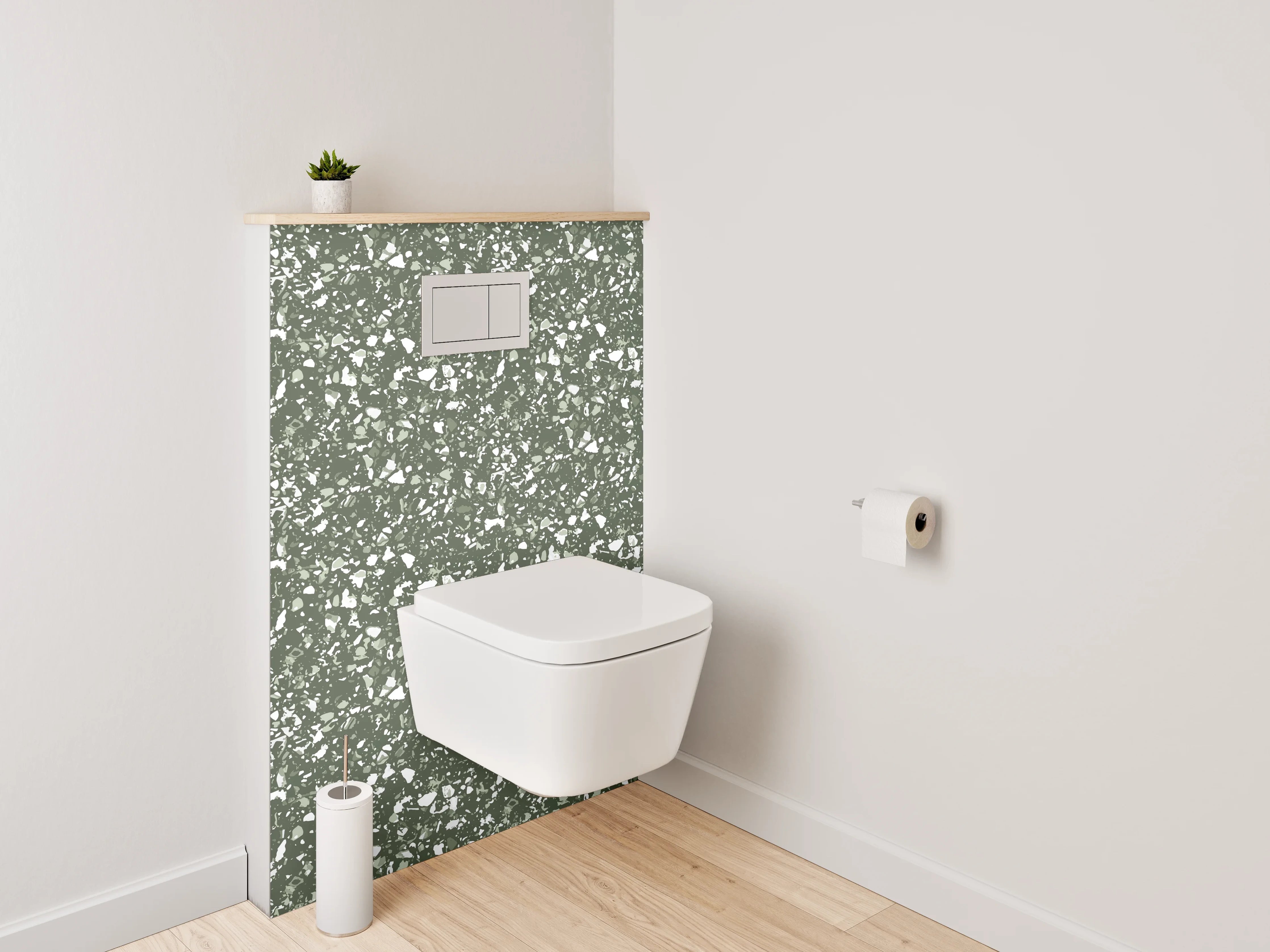 WC-Rückwand - Zart gemustertes Grün: Steinoptik Tapete