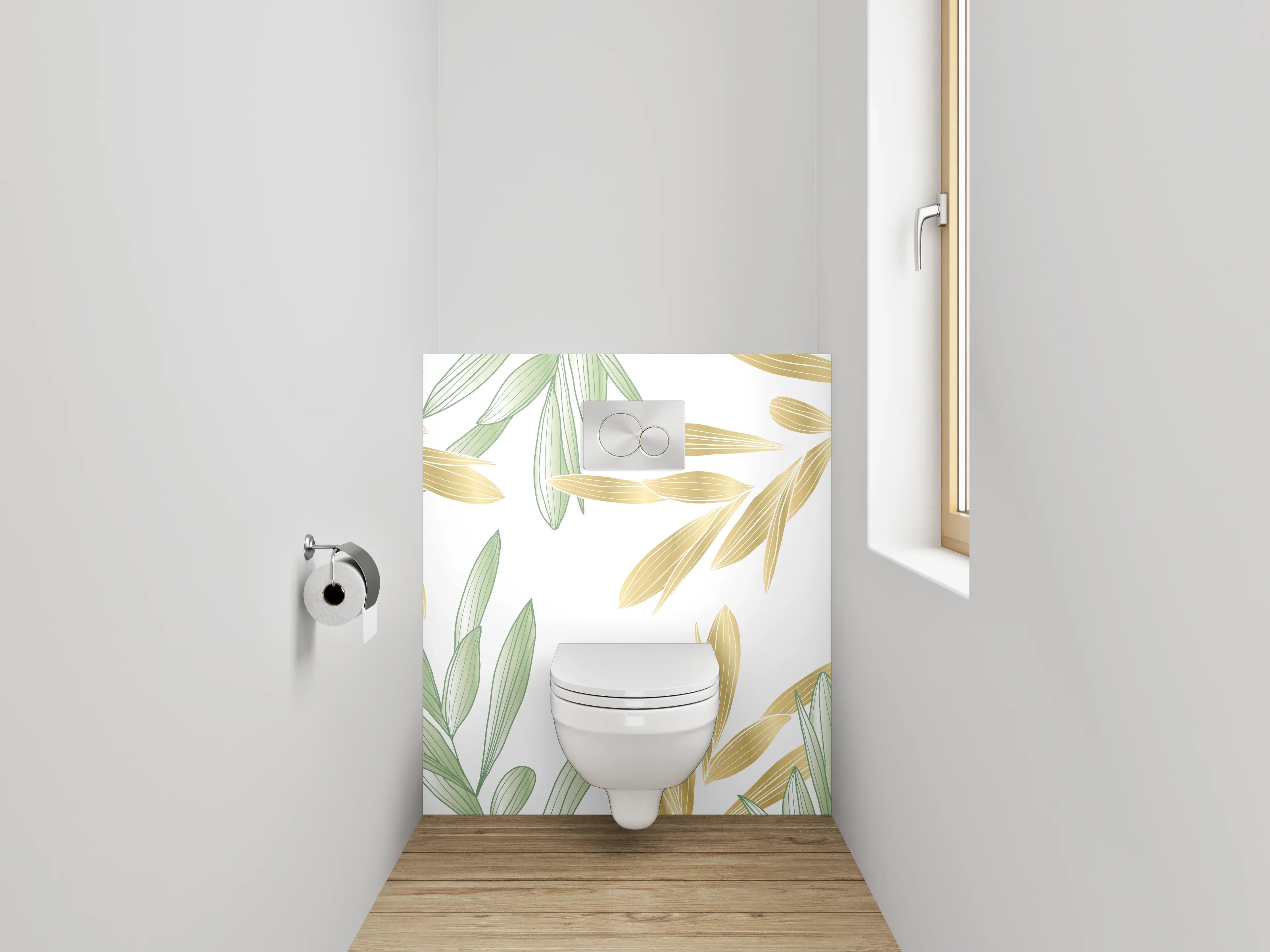 WC-Rückwand - Zarte Blätter in Pastelloptik