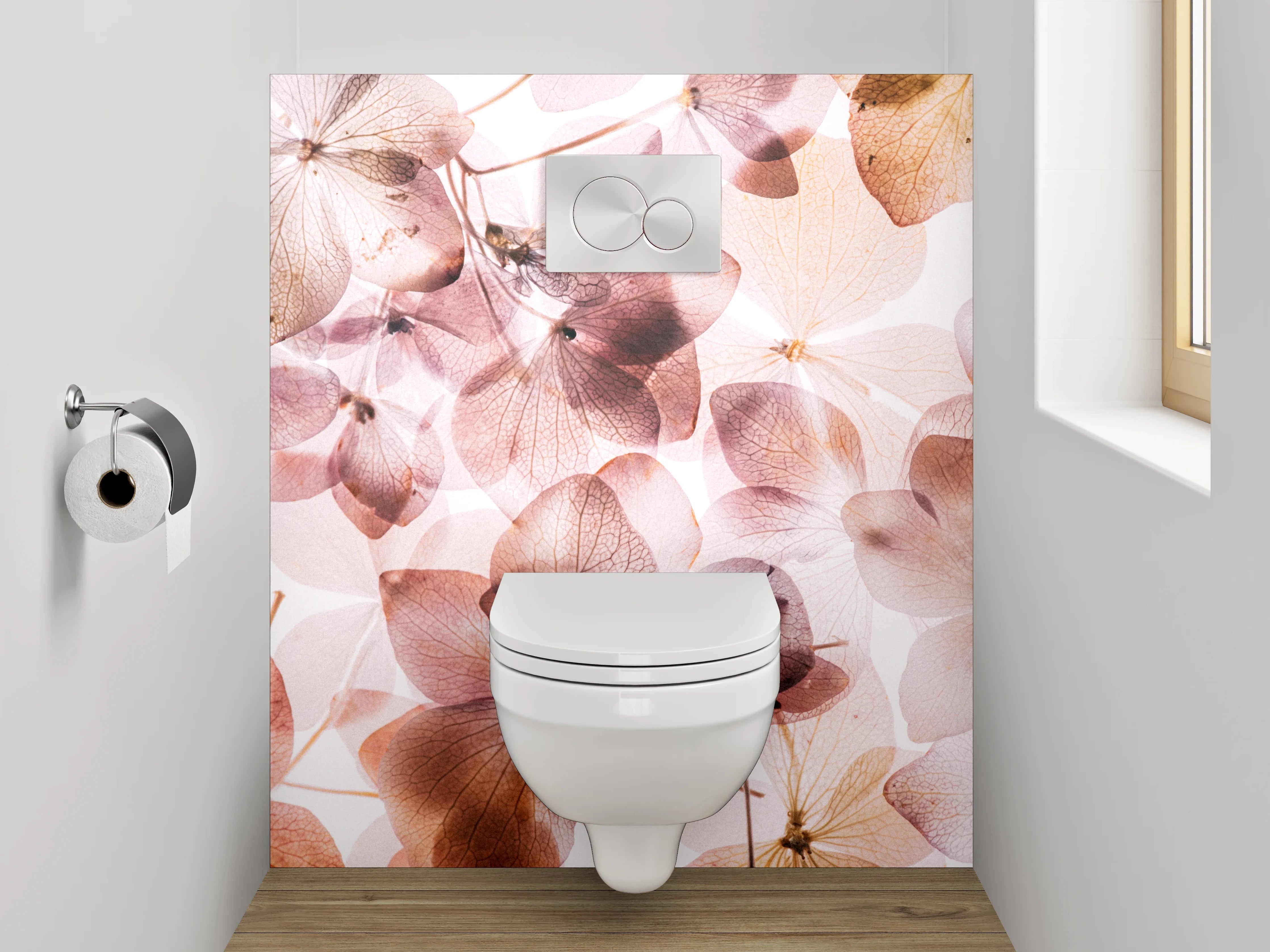 WC-Rückwand - Zarte Blüten Aquarell Pastelloptik
