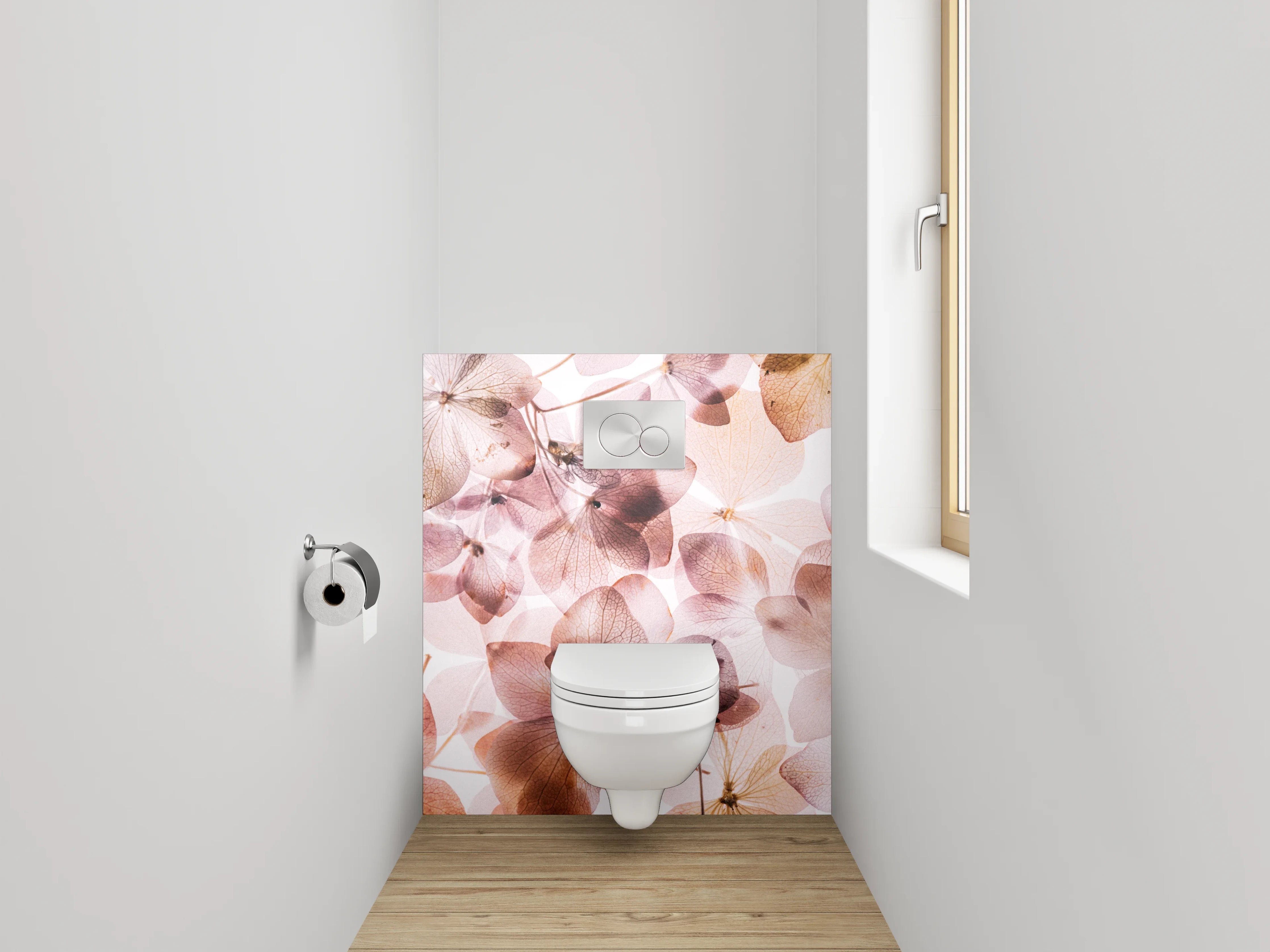 WC-Rückwand - Zarte Blüten Aquarell Pastelloptik