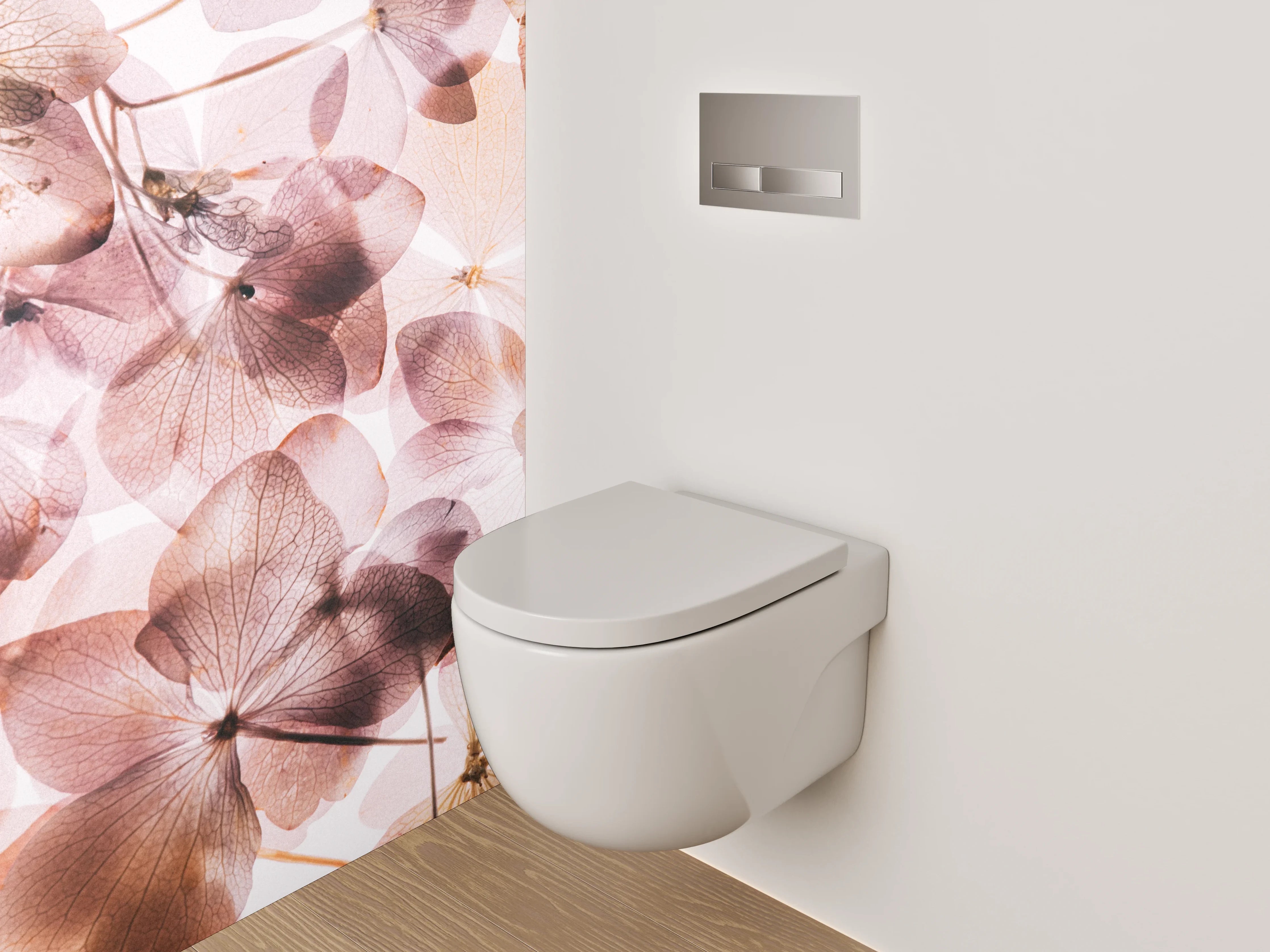 WC-Rückwand - Zarte Blüten Aquarell Pastelloptik