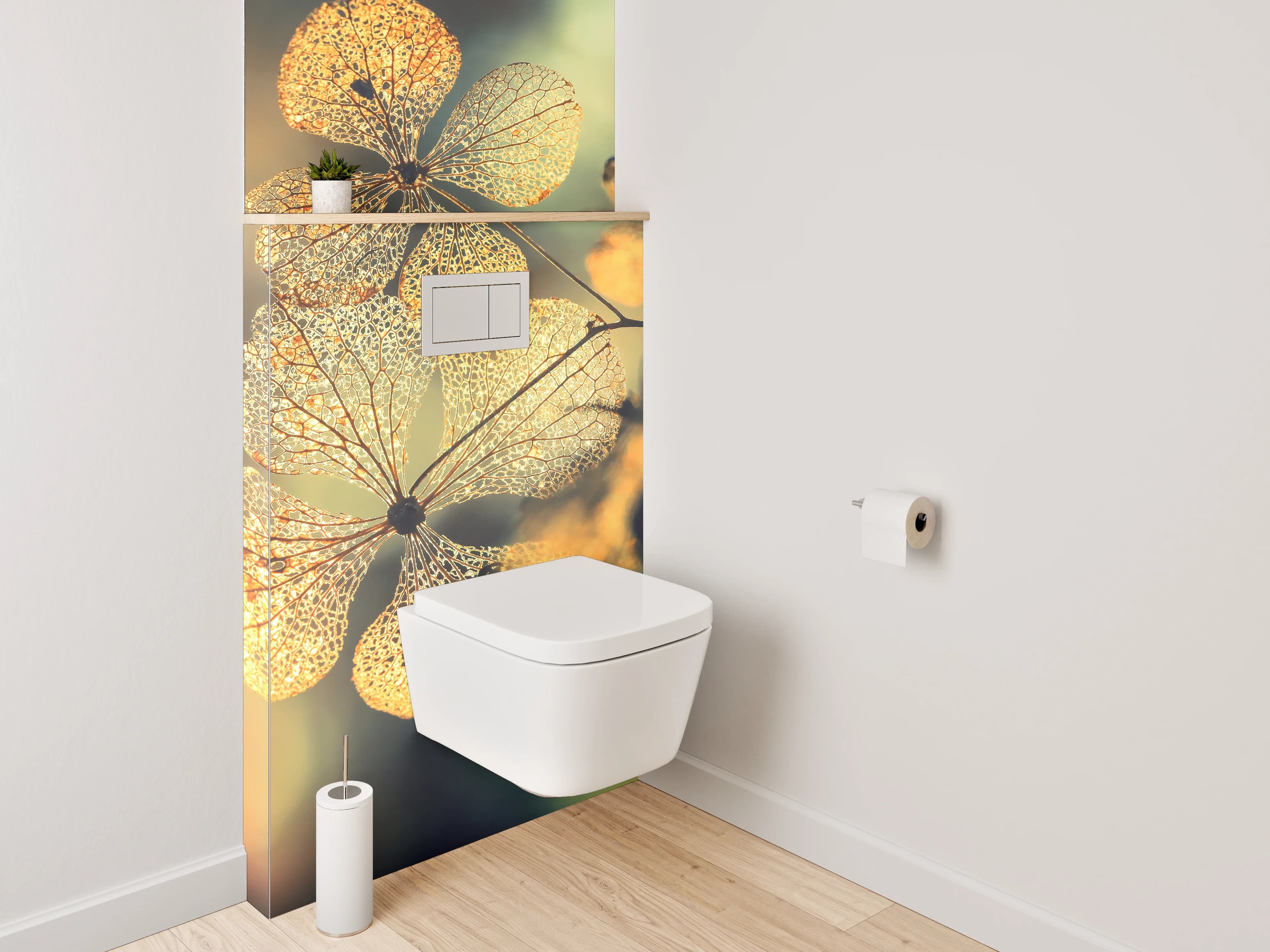 WC-Rückwand - Zarte Blüten im warmen Sonnenlicht