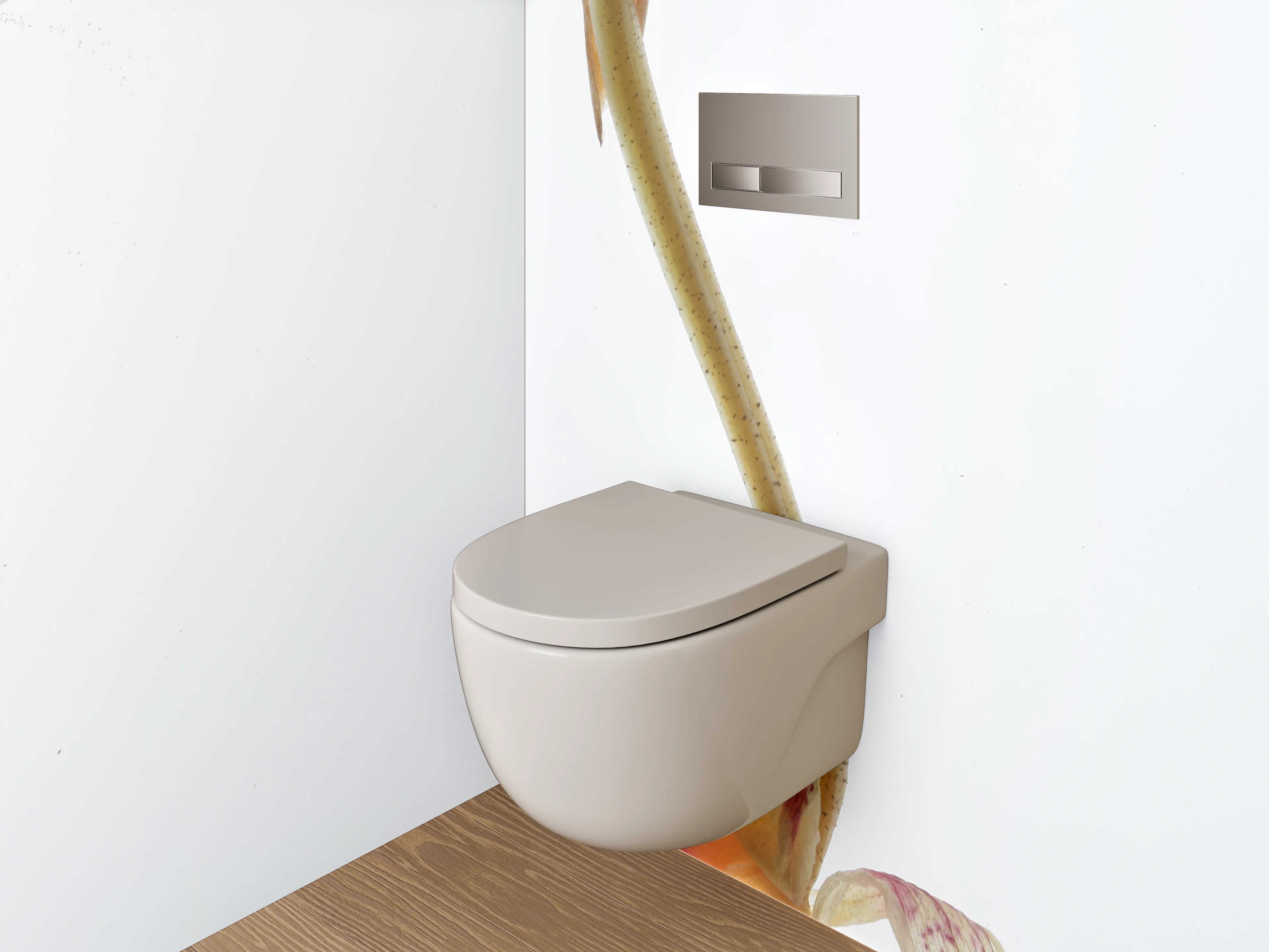 WC-Rückwand - Zarte Blütenkunst auf weißem Grund