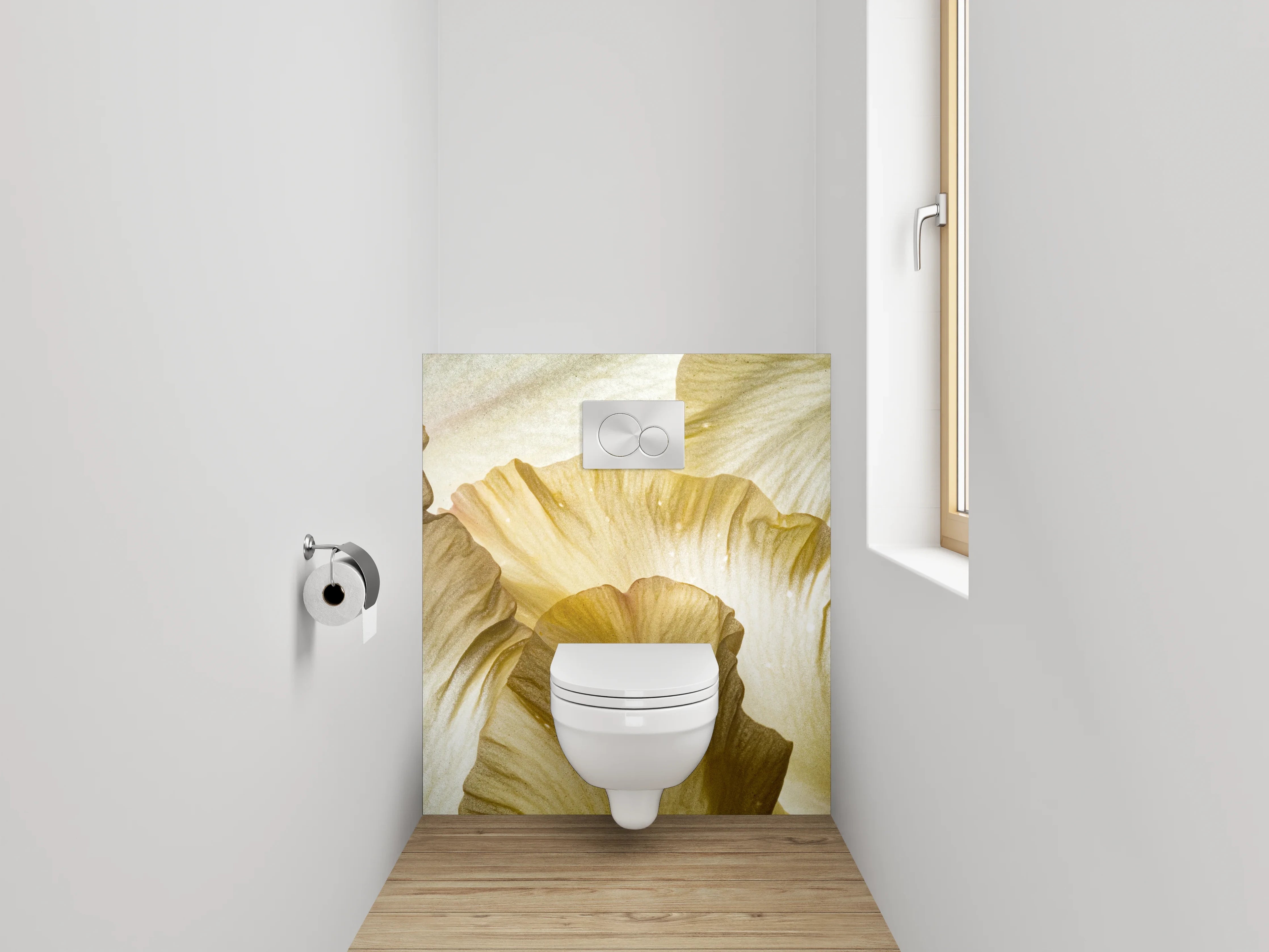 WC-Rückwand - Zarte Blütenstruktur Beige Creme