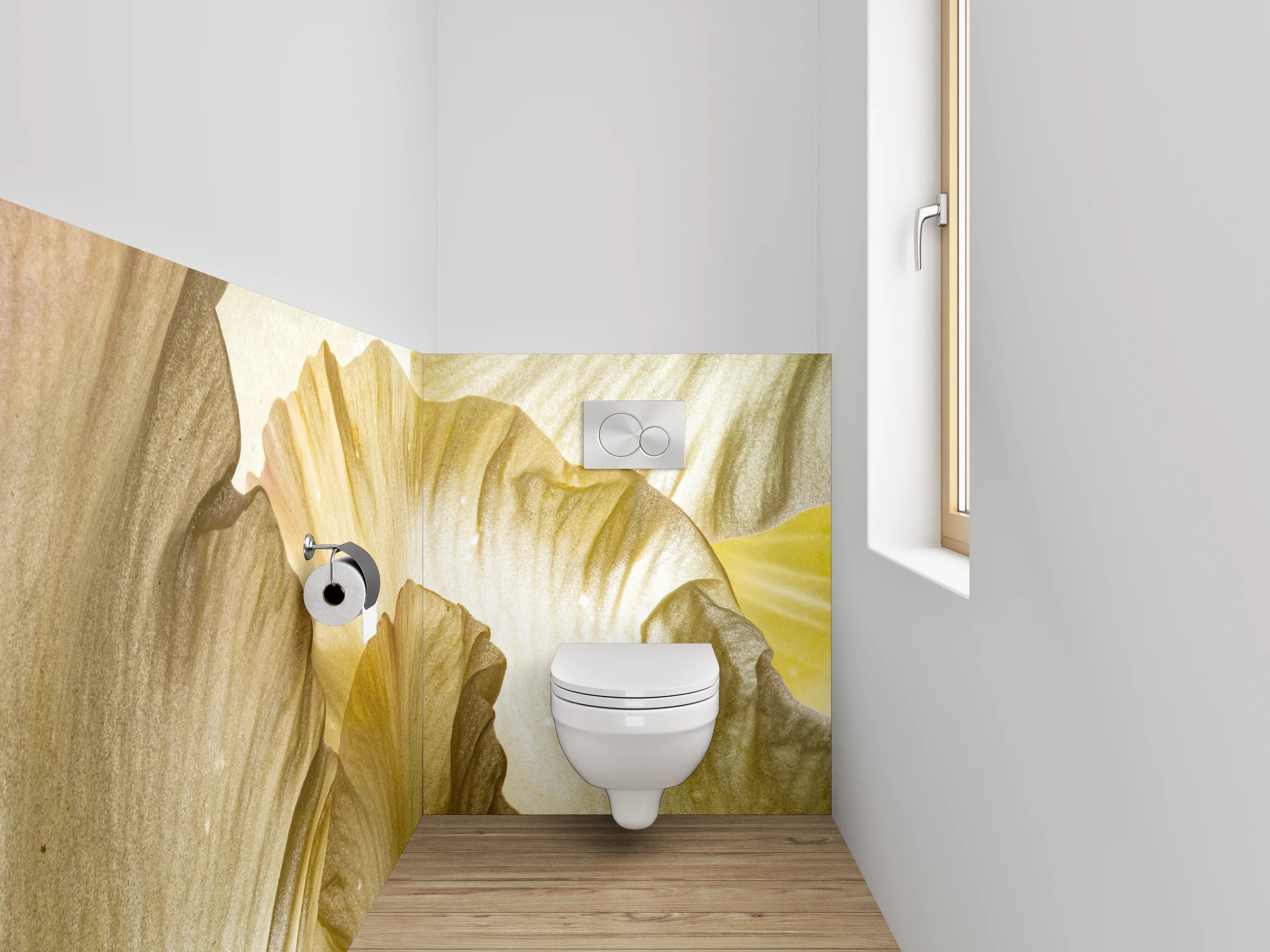 WC-Rückwand - Zarte Blütenstruktur Beige Creme