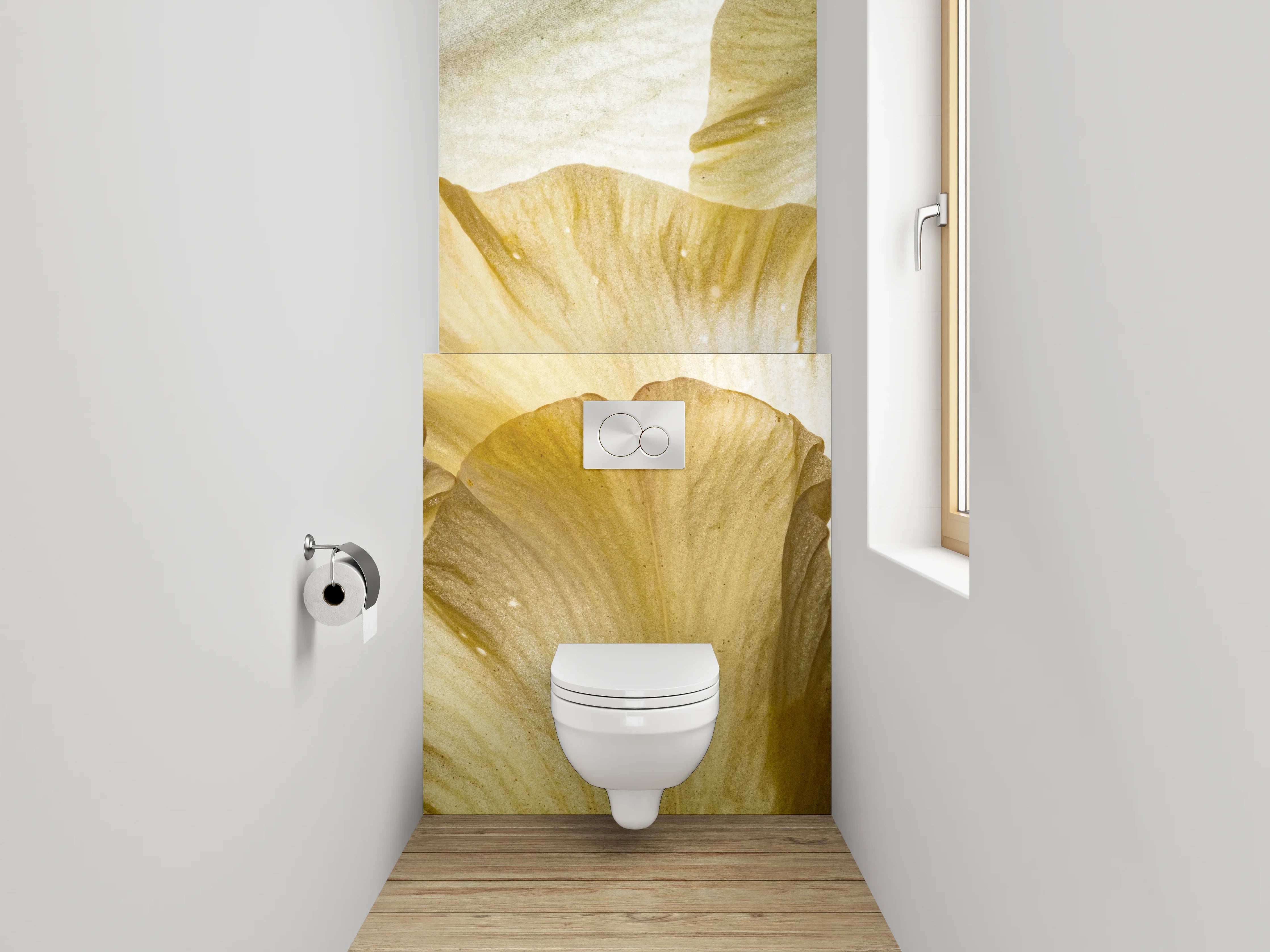 WC-Rückwand - Zarte Blütenstruktur Beige Creme