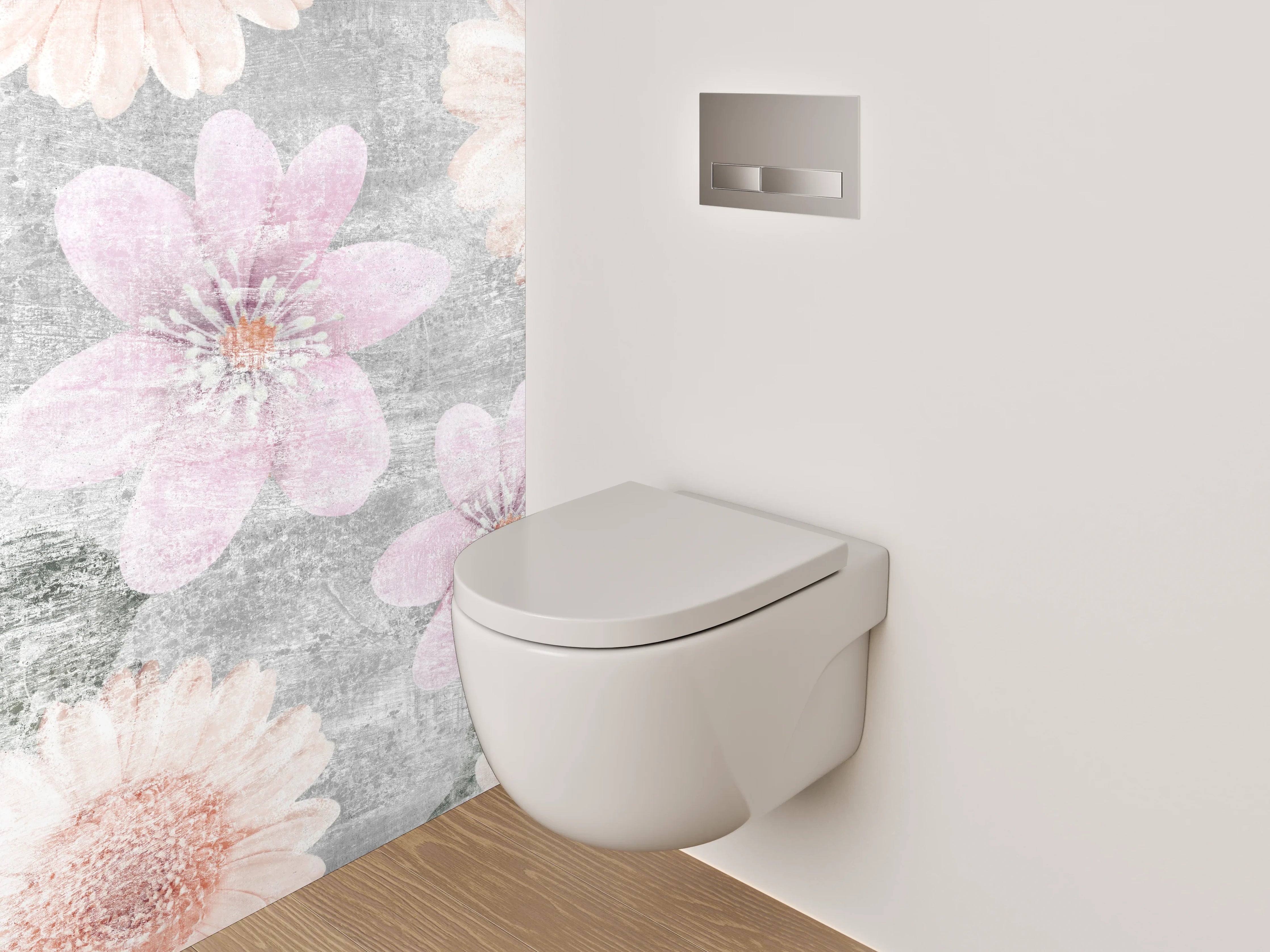 WC-Rückwand - Zarte Blumen auf Vintage-Hintergrund