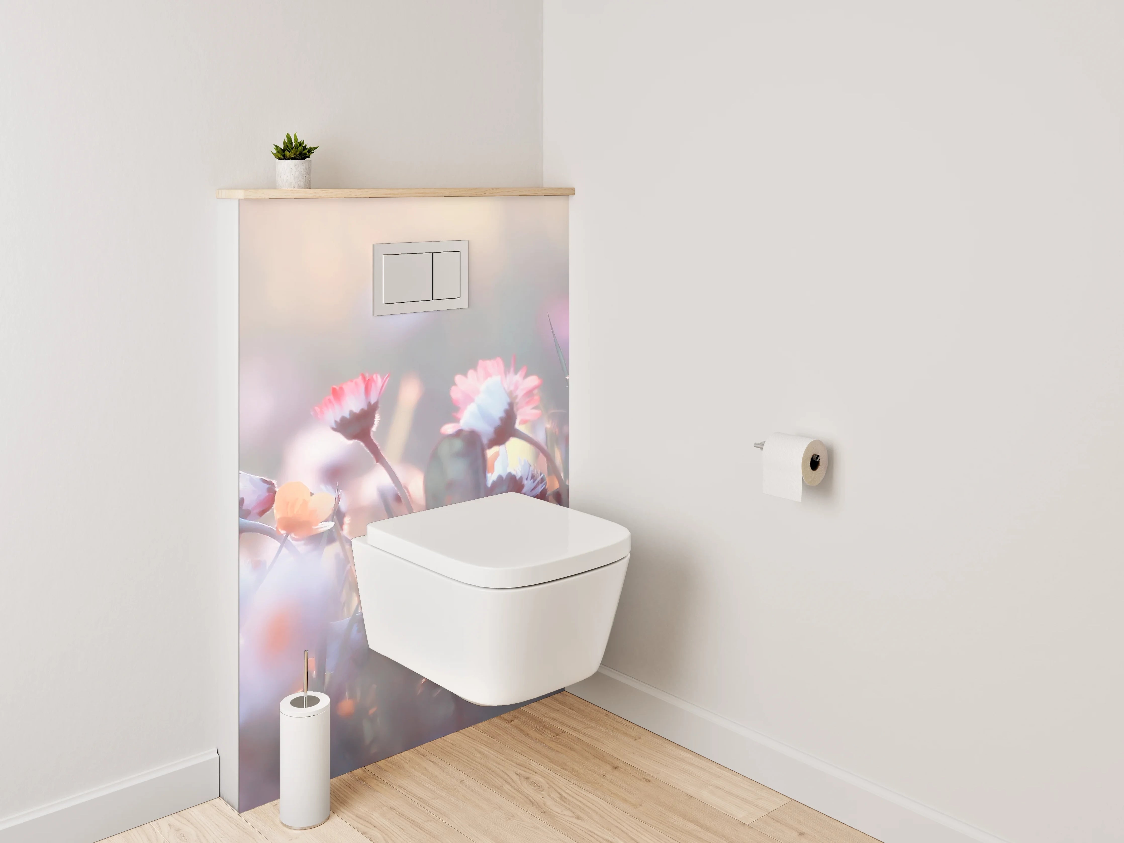 WC-Rückwand - Zarte Blumenwiese im Morgenlicht