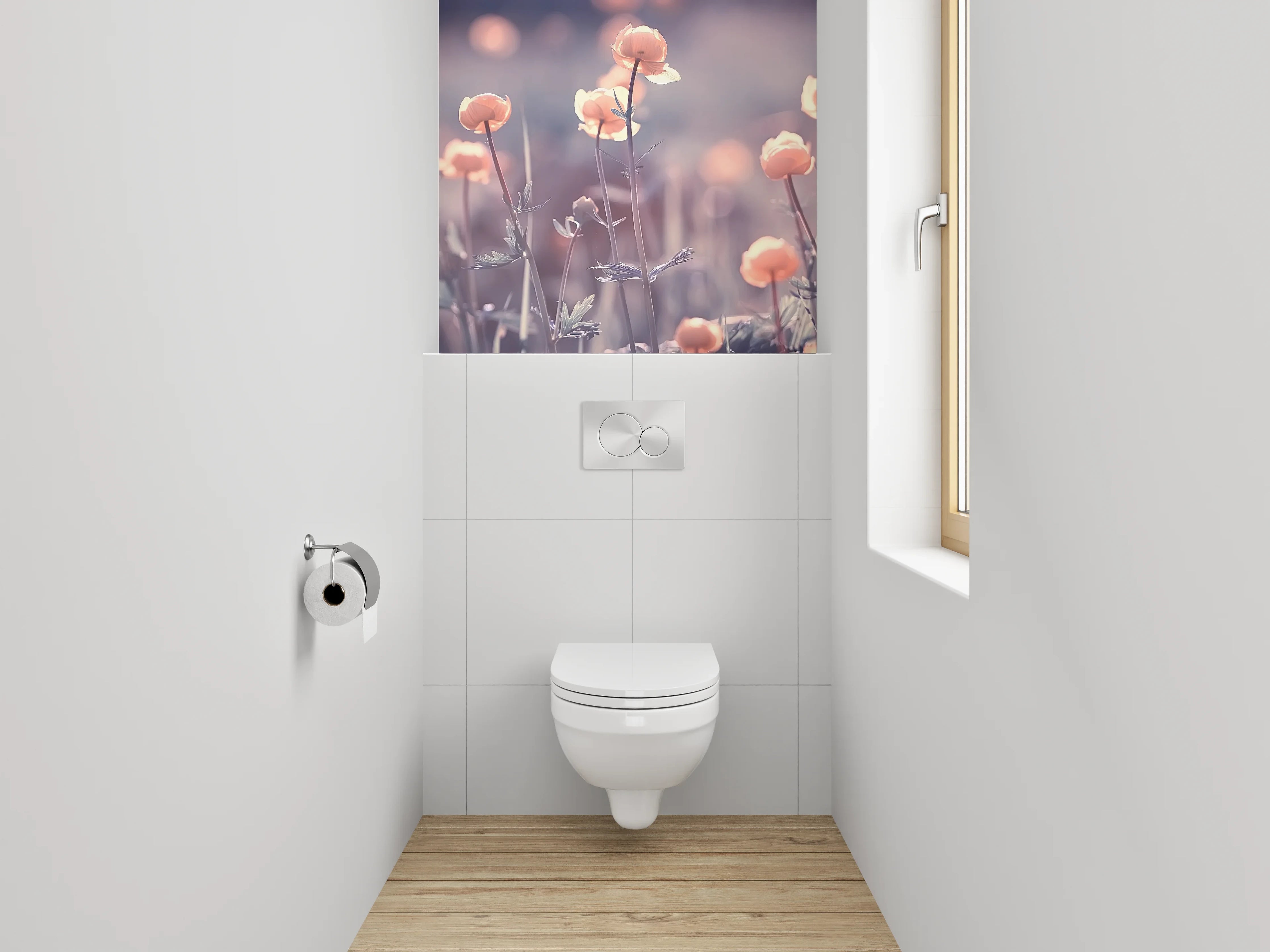 WC-Rückwand - Zarte Blumenwiese in Pastell