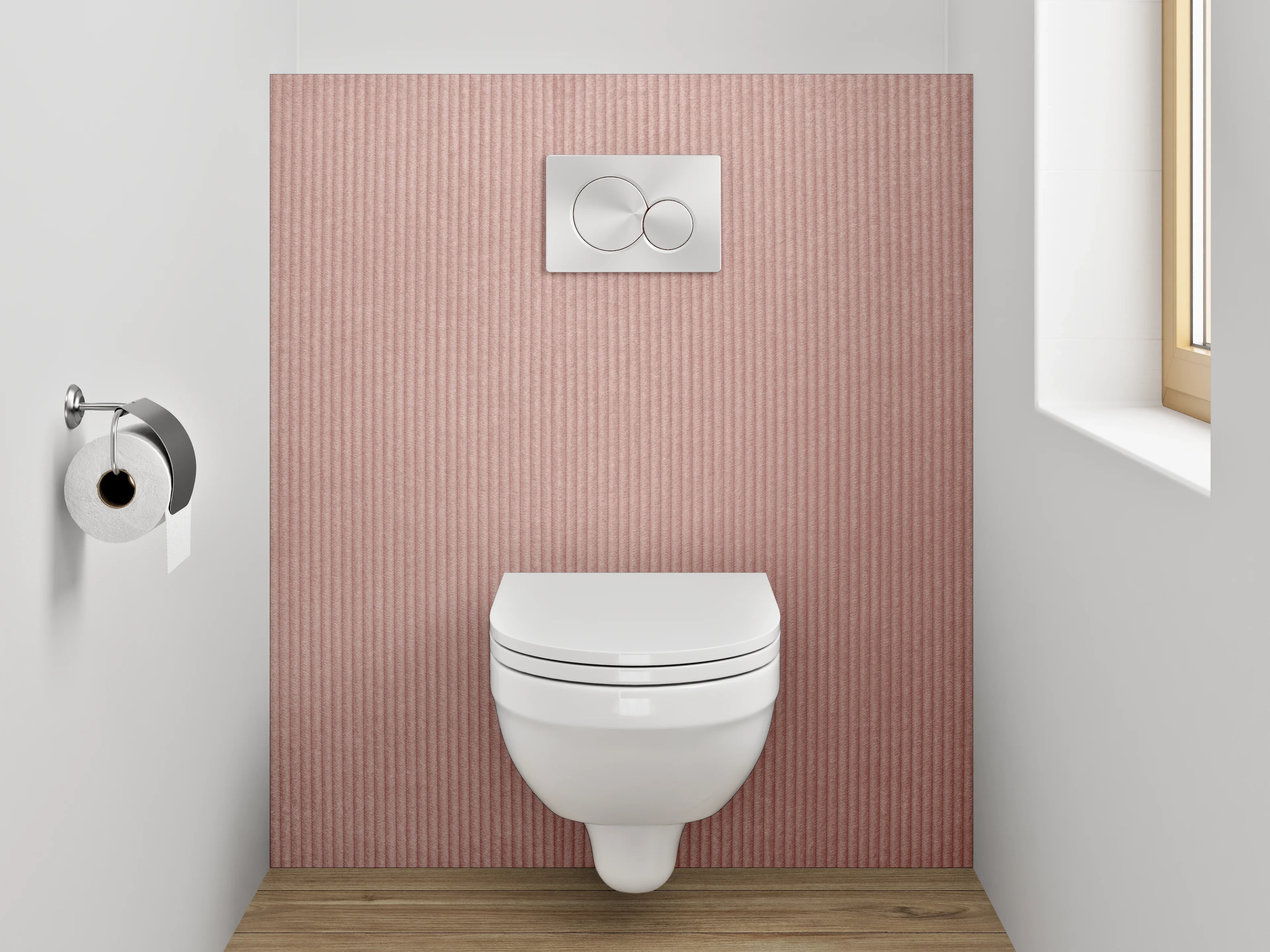 WC-Rückwand - Zarte Cord-Optik in Rosa