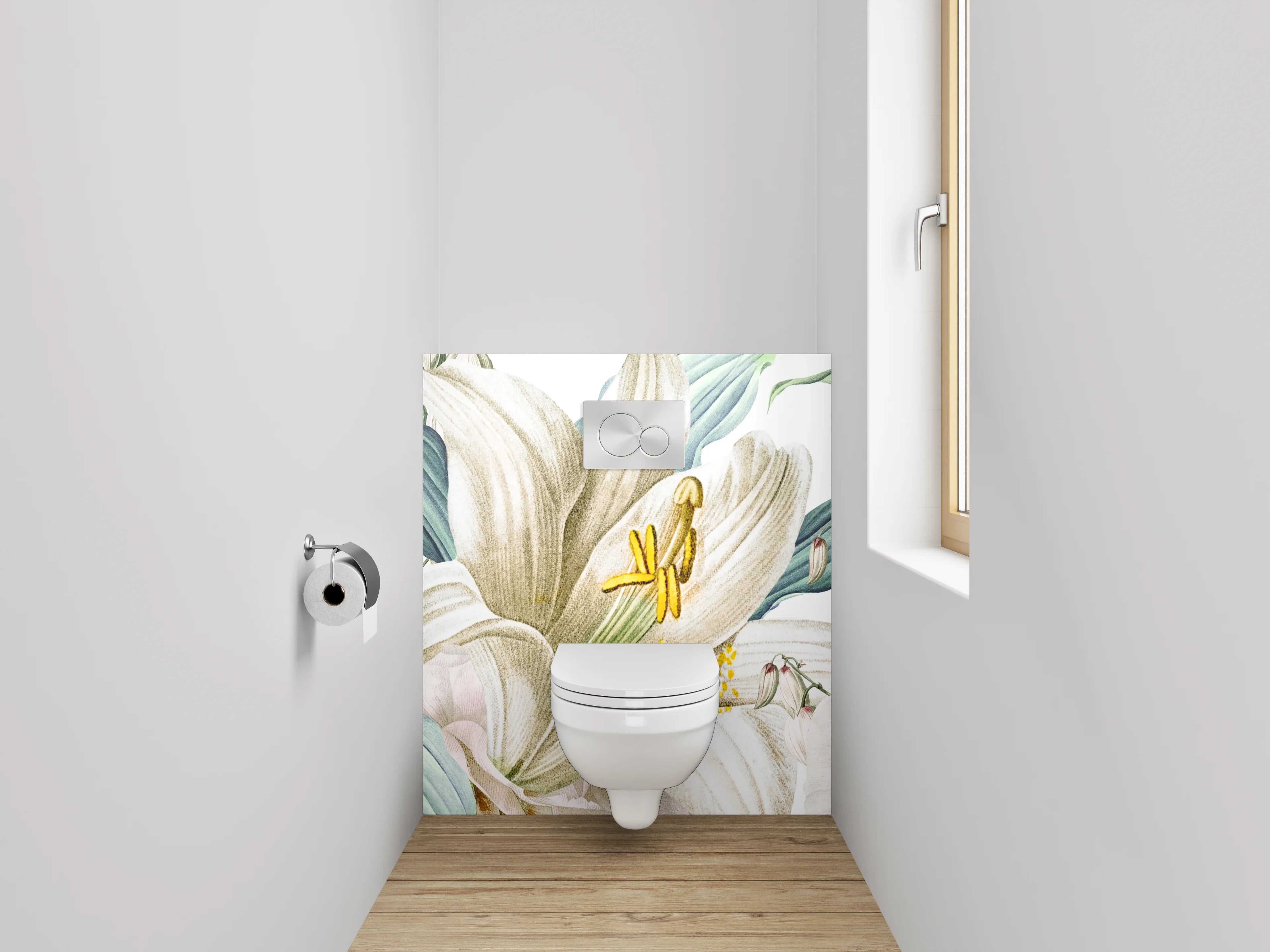 WC-Rückwand - Zarte Lilien Blumen Illustration