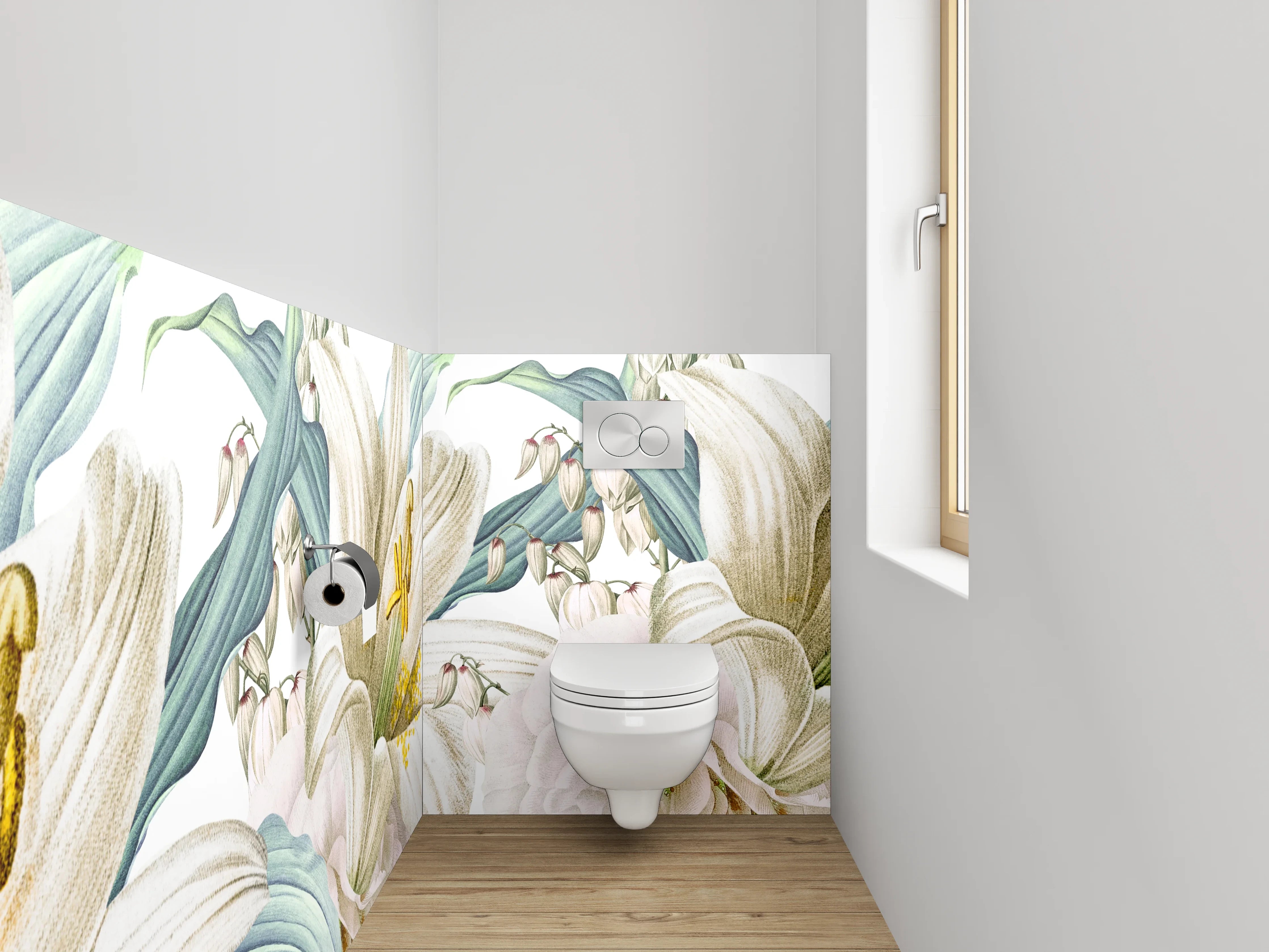 WC-Rückwand - Zarte Lilien Blumen Illustration