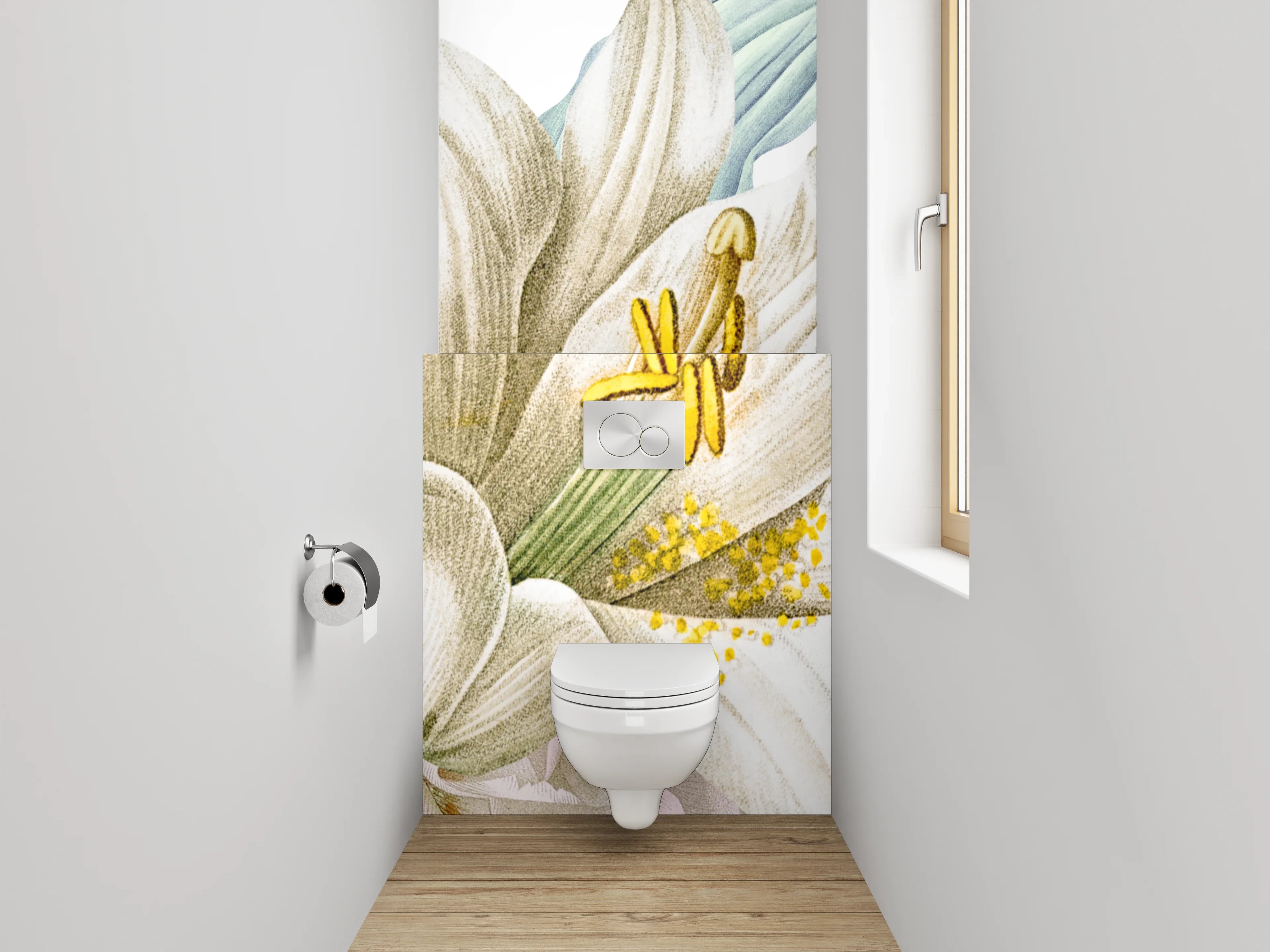 WC-Rückwand - Zarte Lilien Blumen Illustration