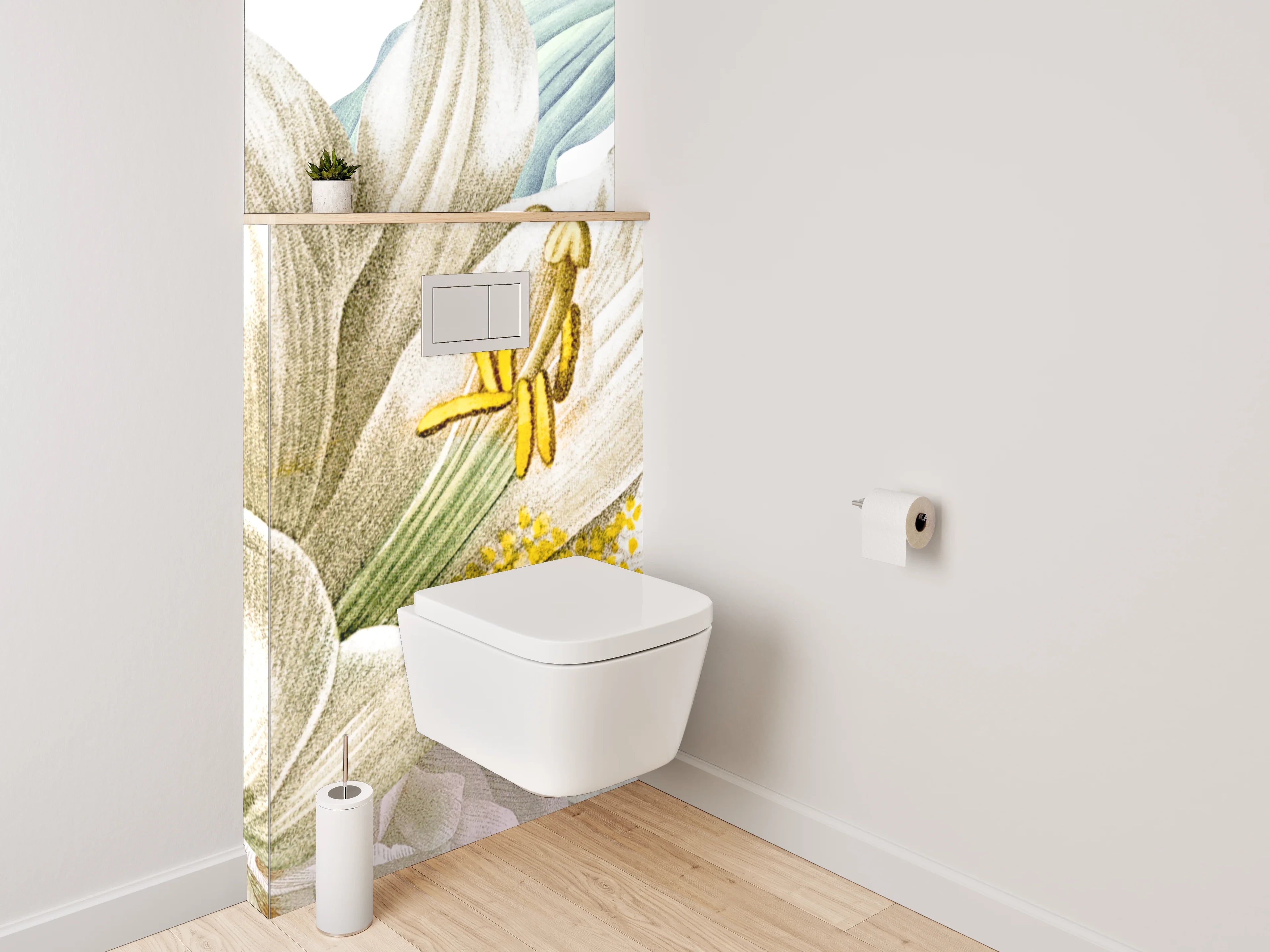 WC-Rückwand - Zarte Lilien Blumen Illustration