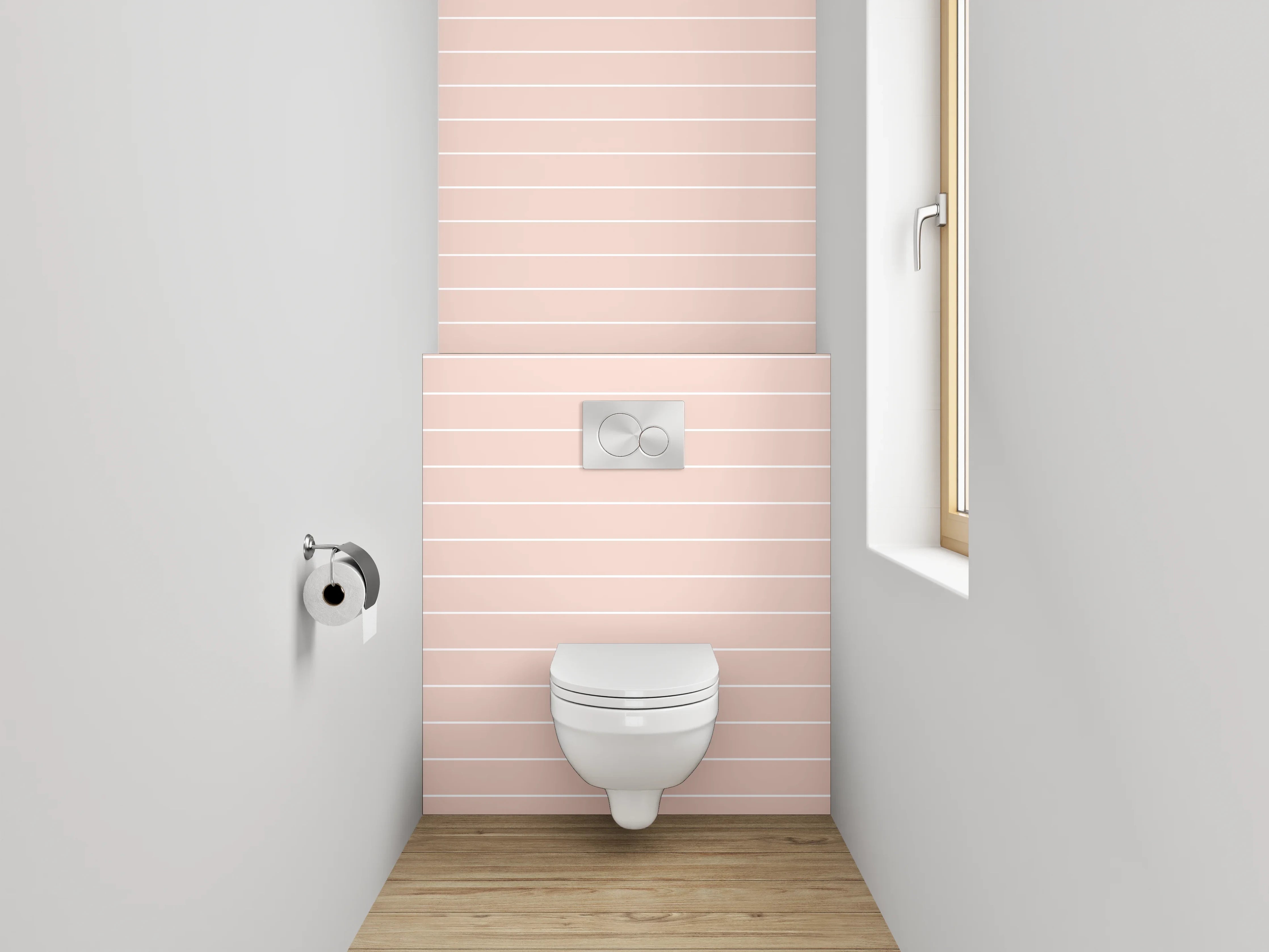 WC-Rückwand - Zarte Linien auf Rosa Hintergrund