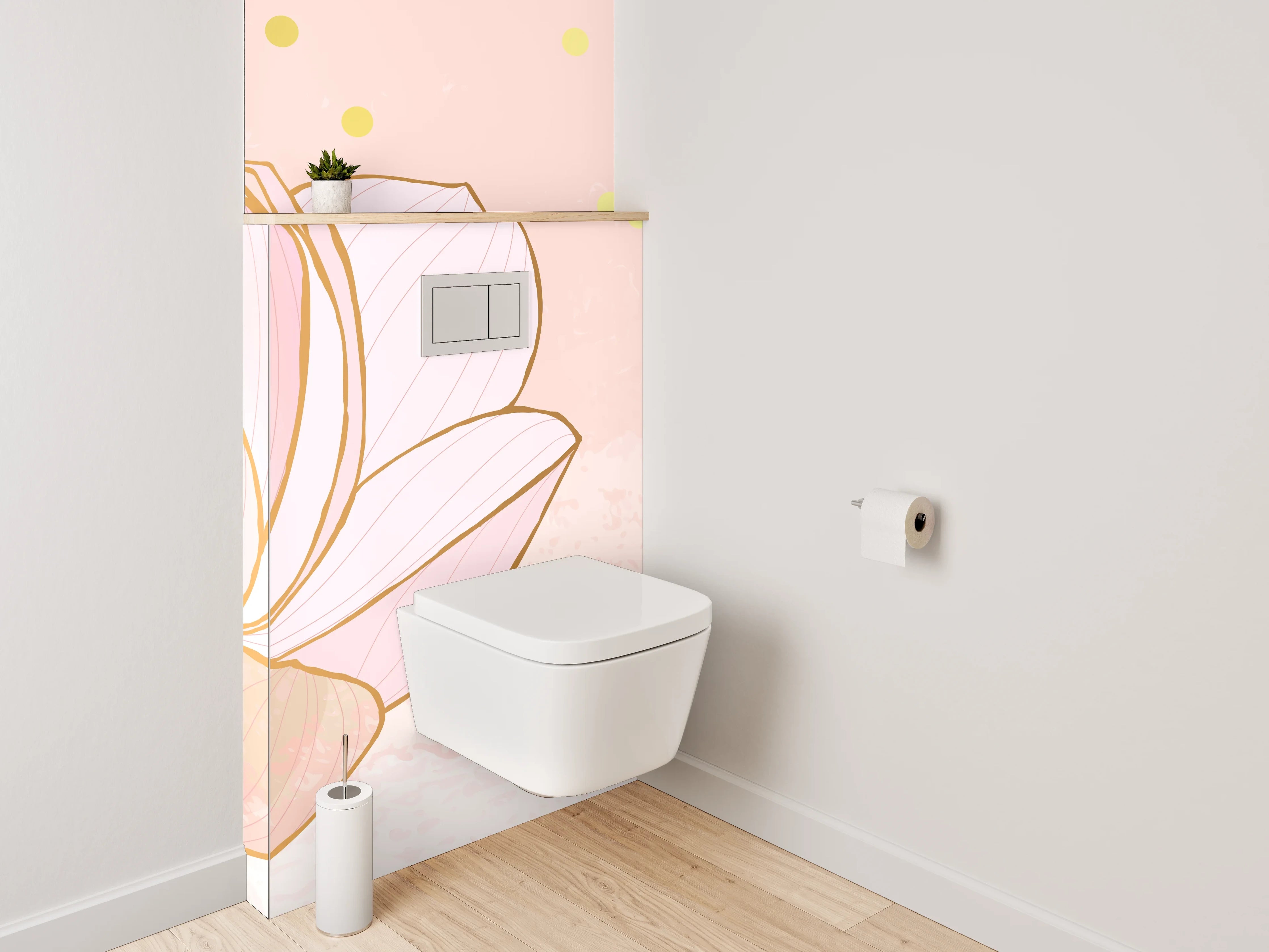 WC-Rückwand - Zarte Lotusblüten Kunst Pastellrosa