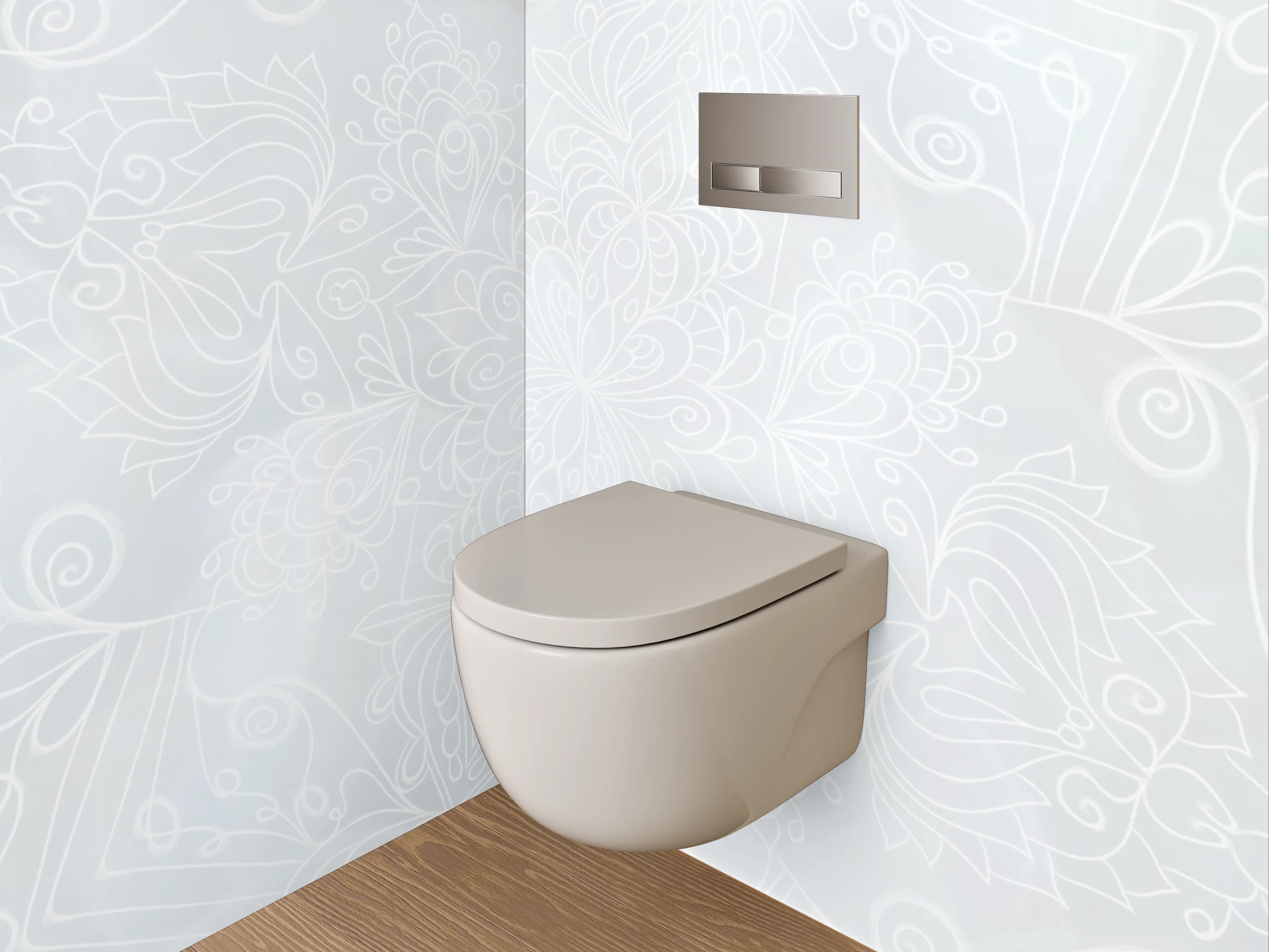 WC-Rückwand - Zarte Mandala-Lineart auf Marmor-Optik