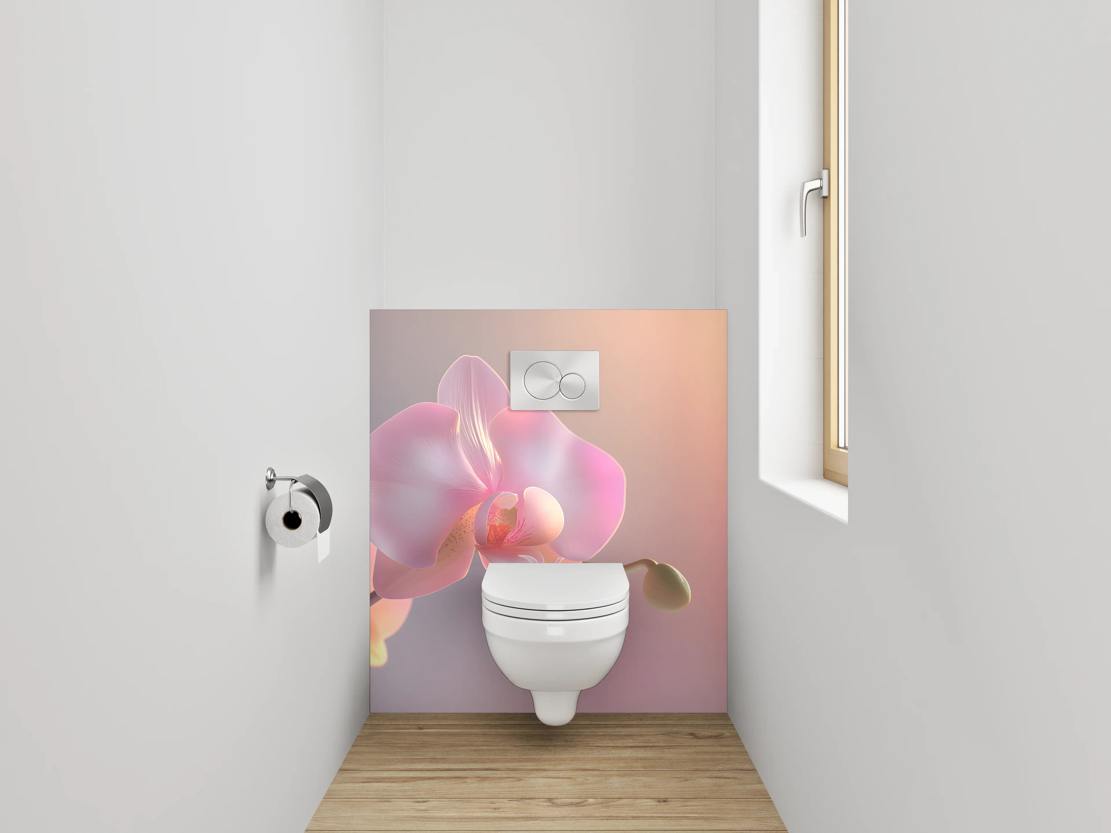 WC-Rückwand - Zarte Orchidee im Sonnenlicht