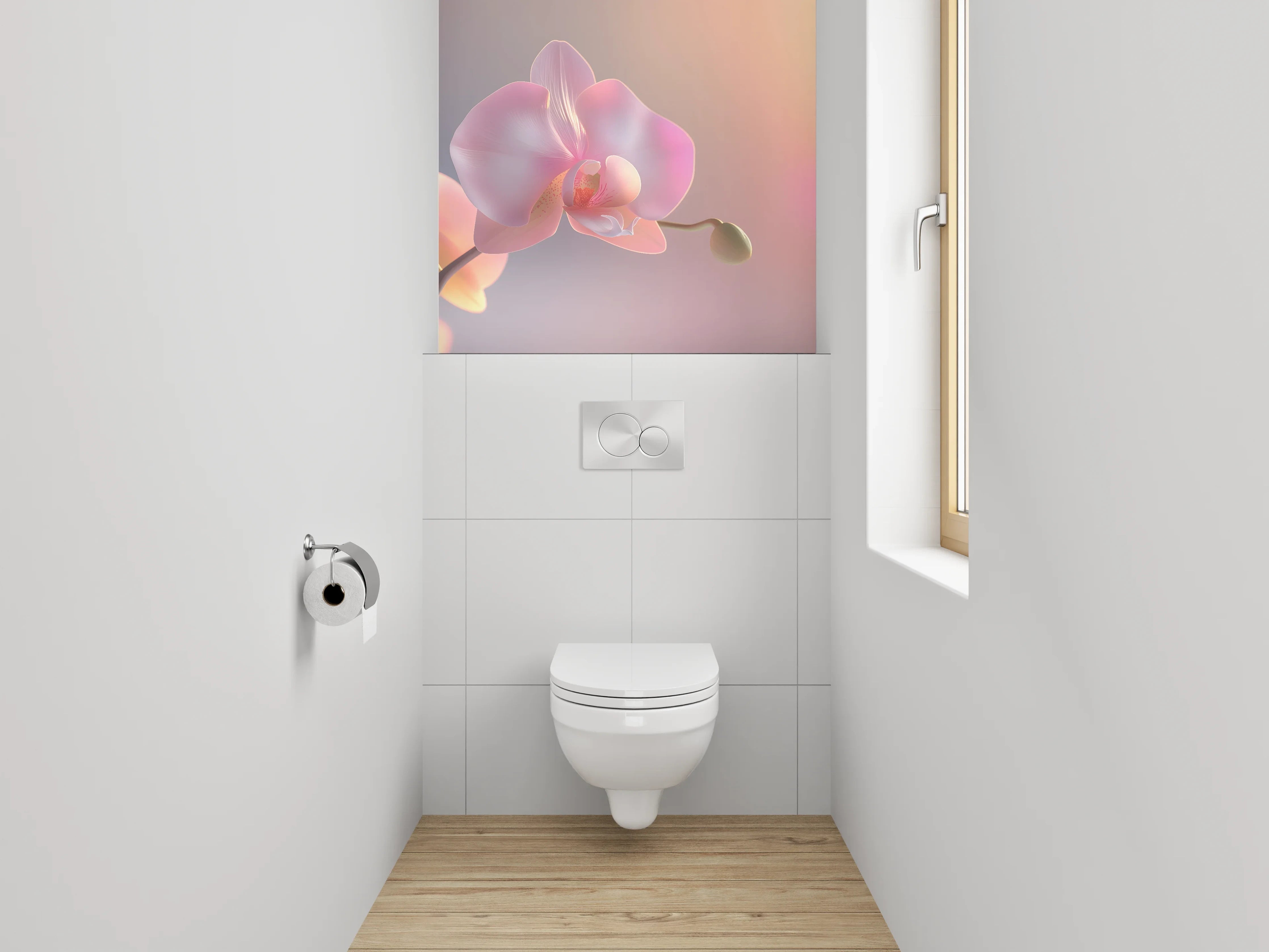 WC-Rückwand - Zarte Orchidee im Sonnenlicht