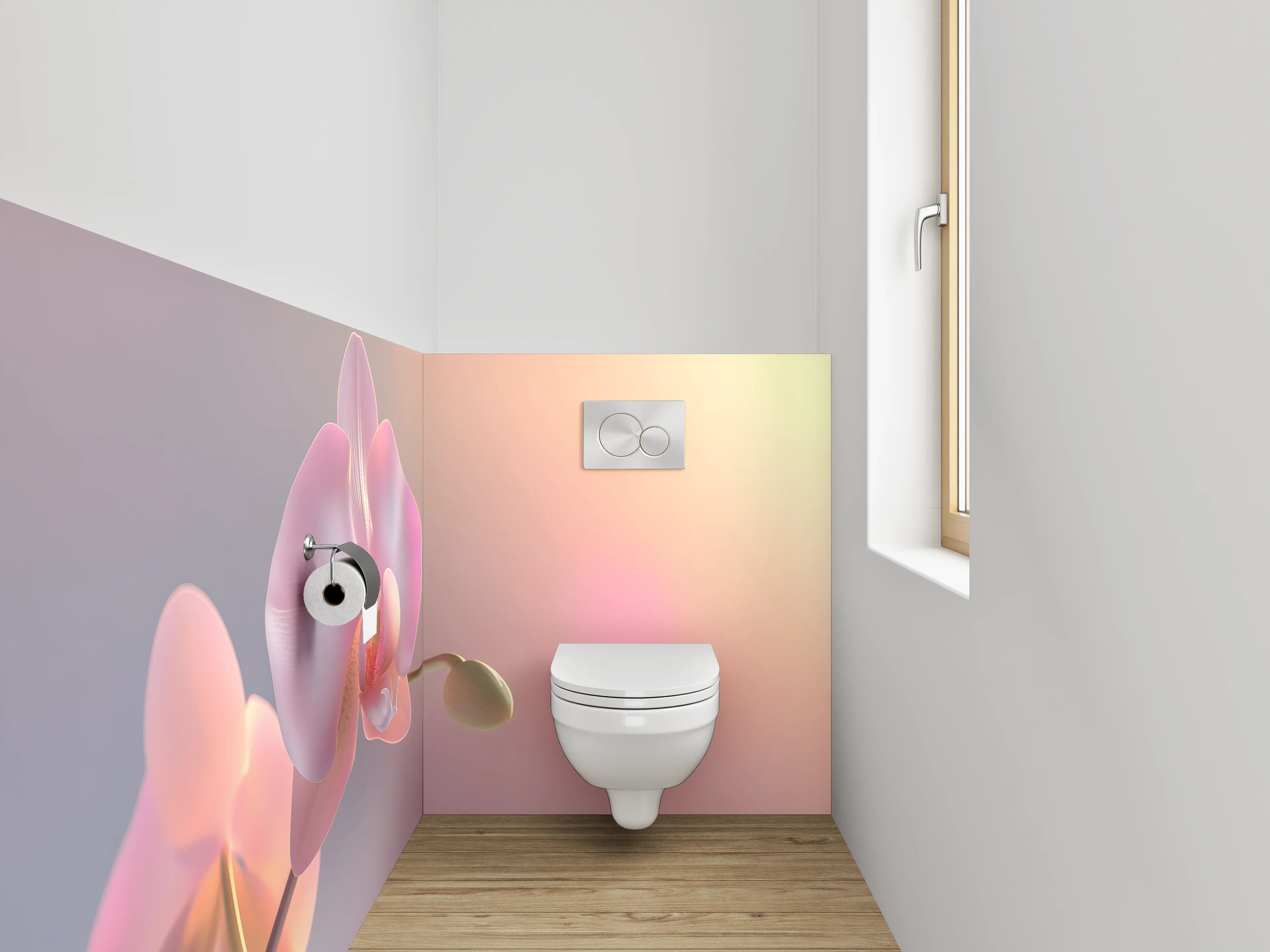 WC-Rückwand - Zarte Orchidee im Sonnenlicht