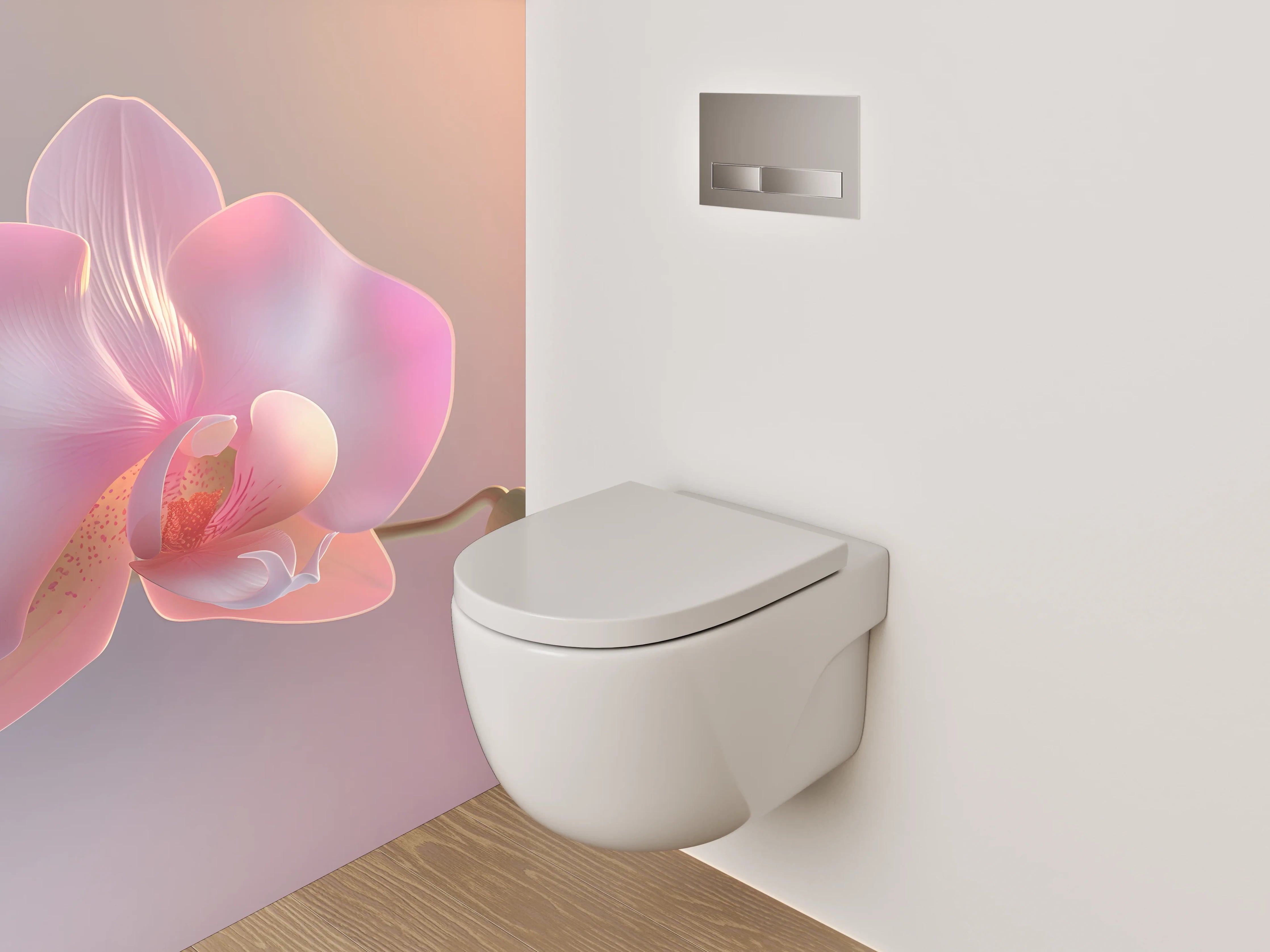 WC-Rückwand - Zarte Orchidee im Sonnenlicht
