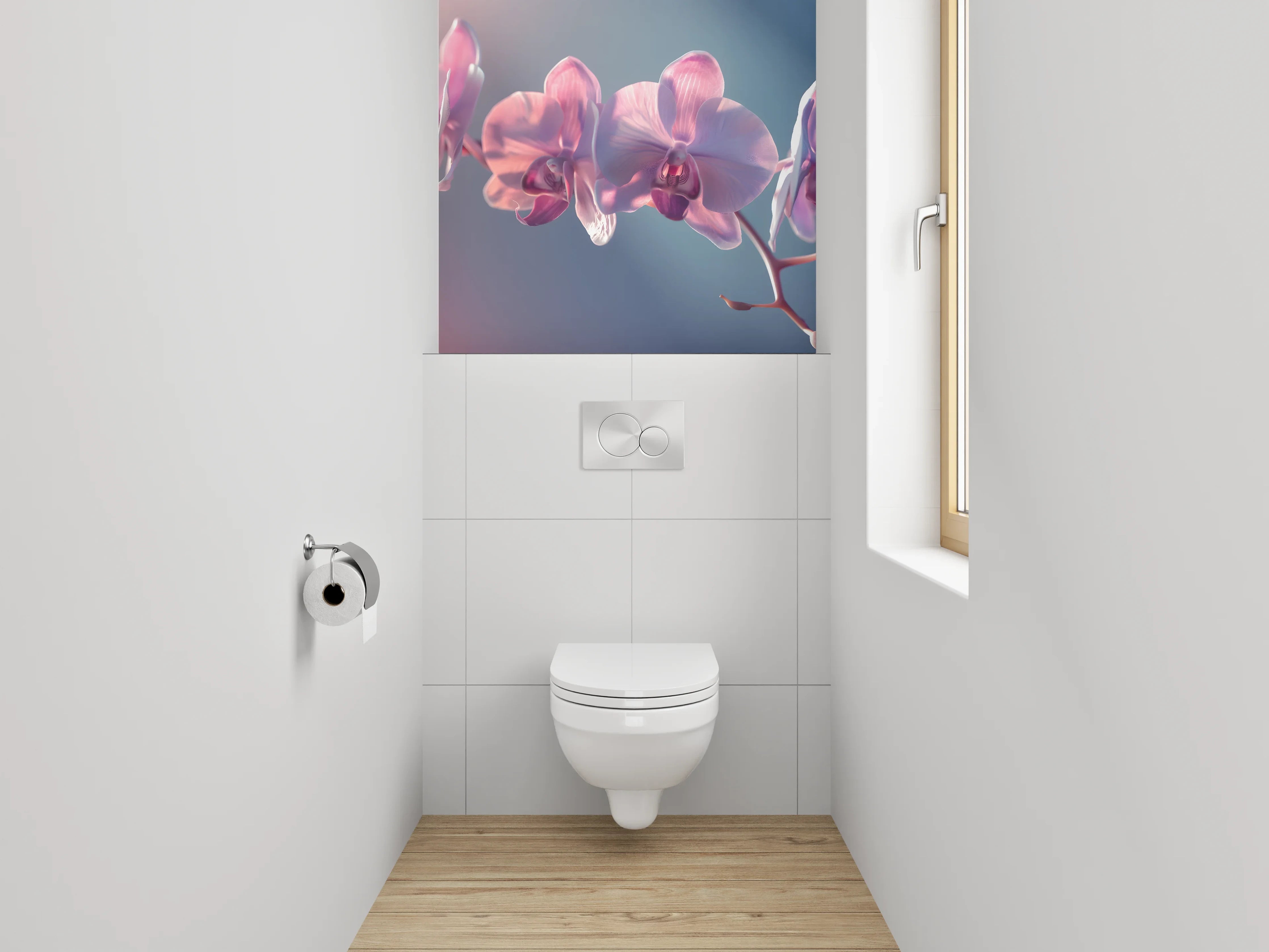 WC-Rückwand - Zarte Orchidee in Pastellfarben