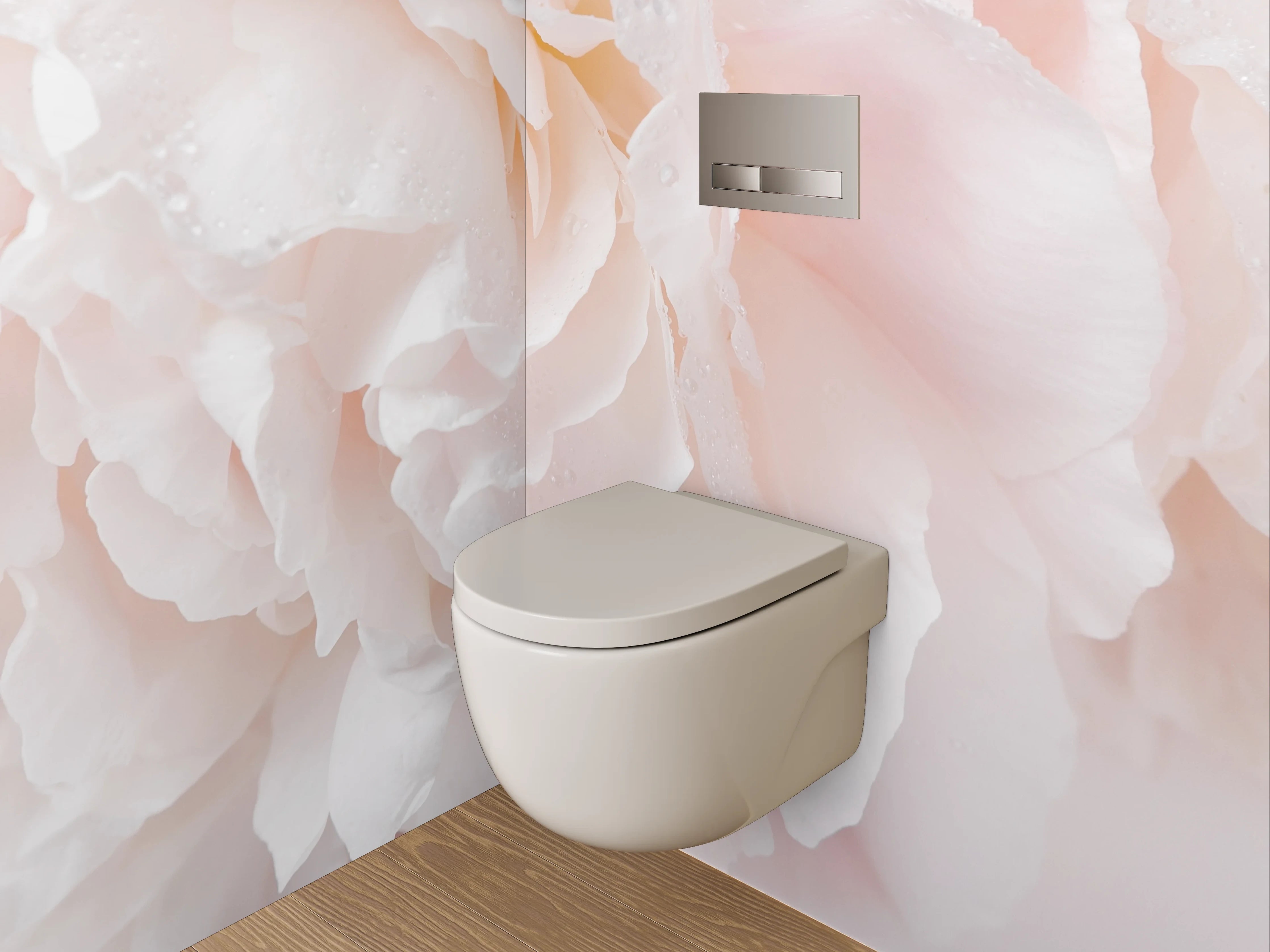 WC-Rückwand - Zarte Pfingstrose in Weiß und Rosa