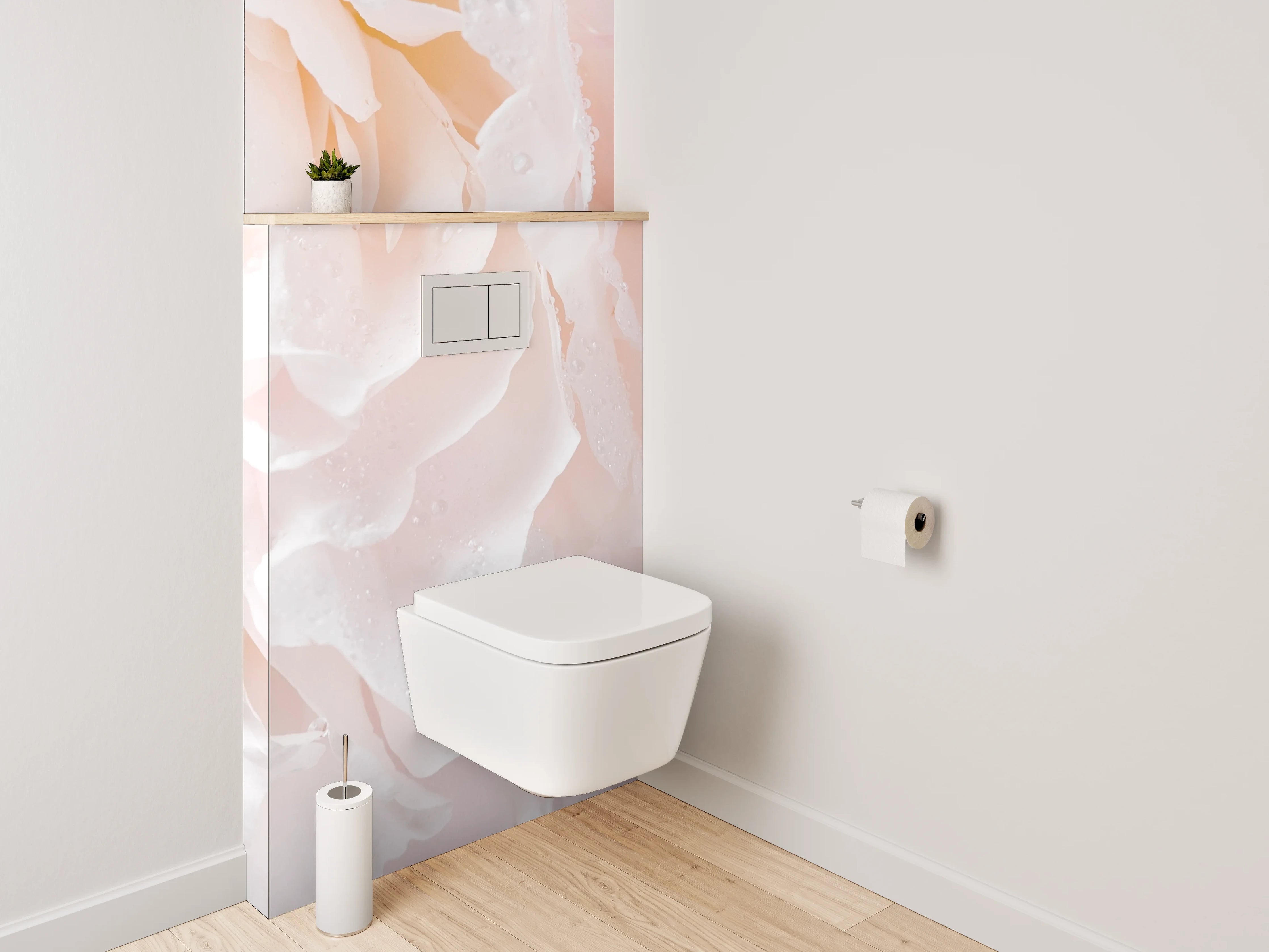 WC-Rückwand - Zarte Pfingstrose in Weiß und Rosa