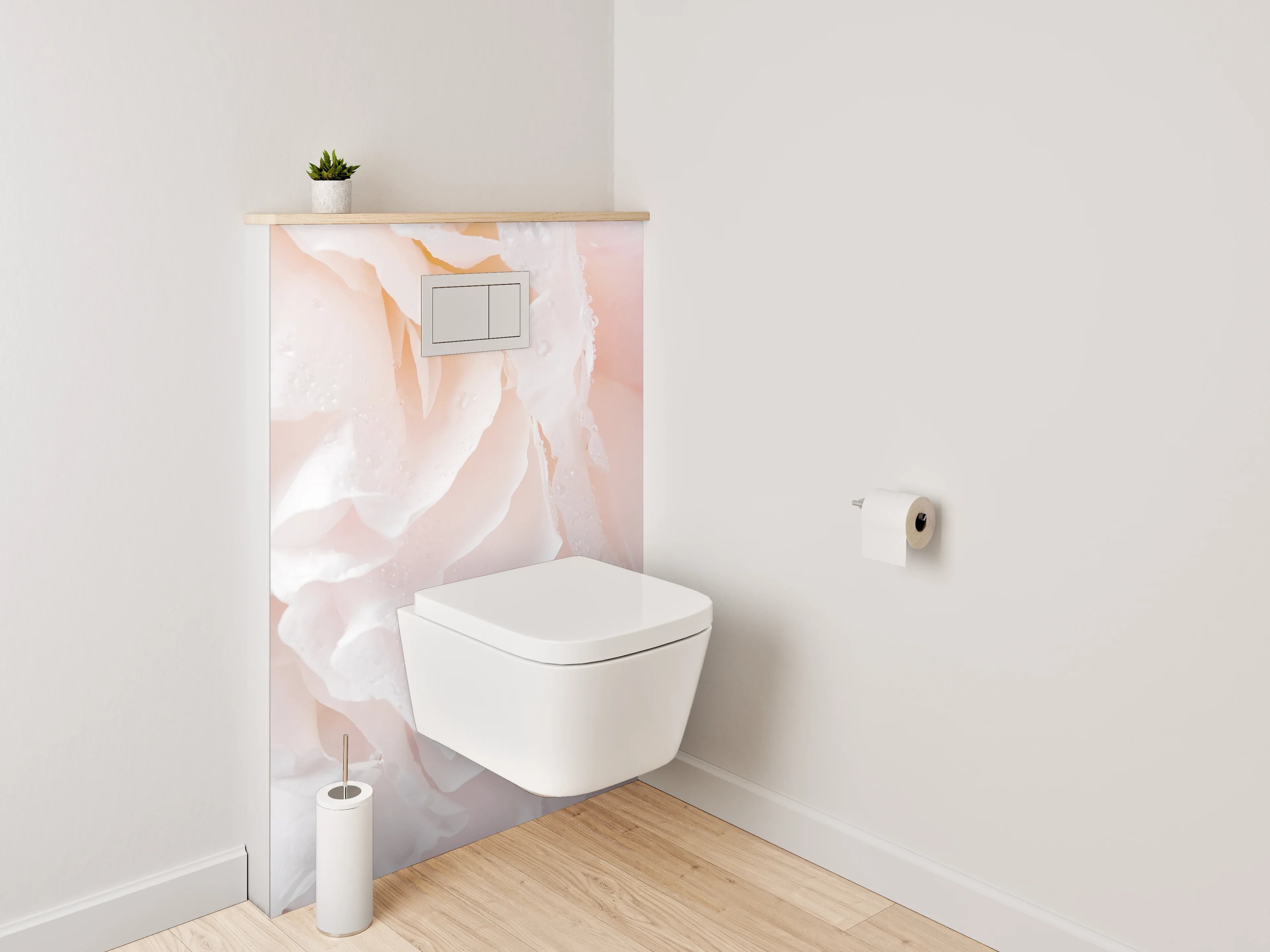 WC-Rückwand - Zarte Pfingstrose in Weiß und Rosa
