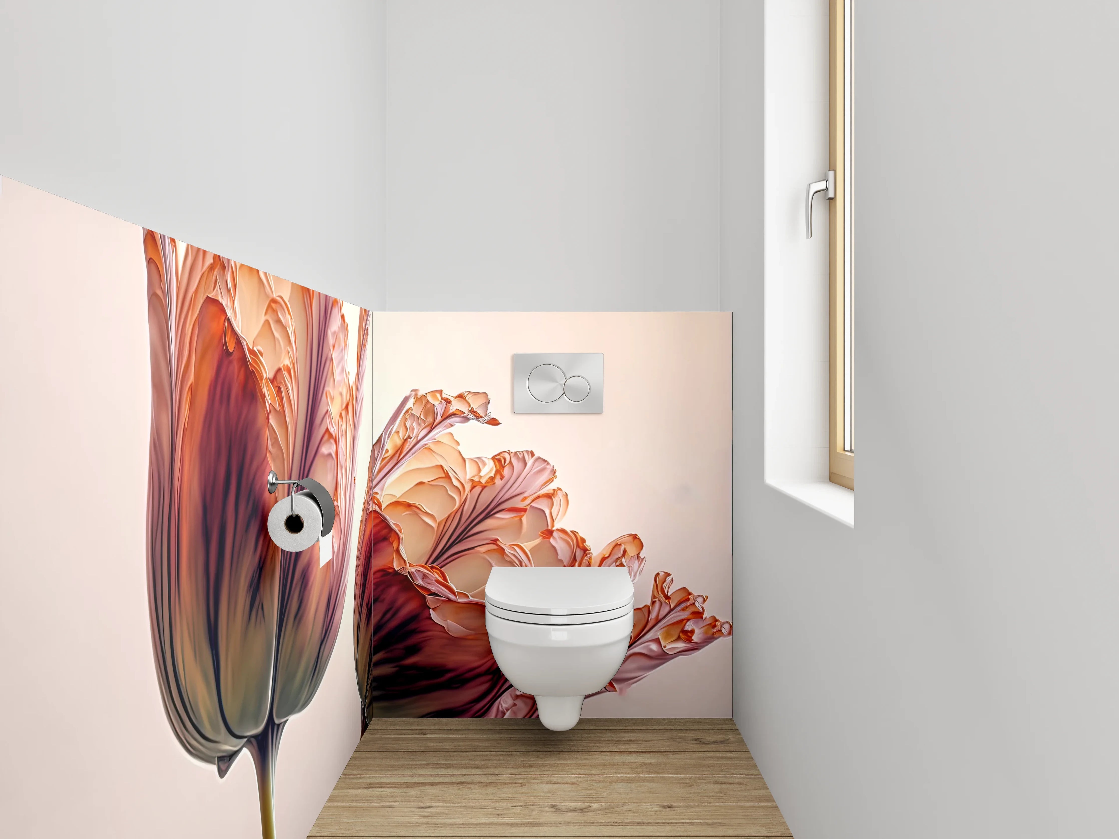WC-Rückwand - Zarte Pfingstrosen Tulpen Fotokunst