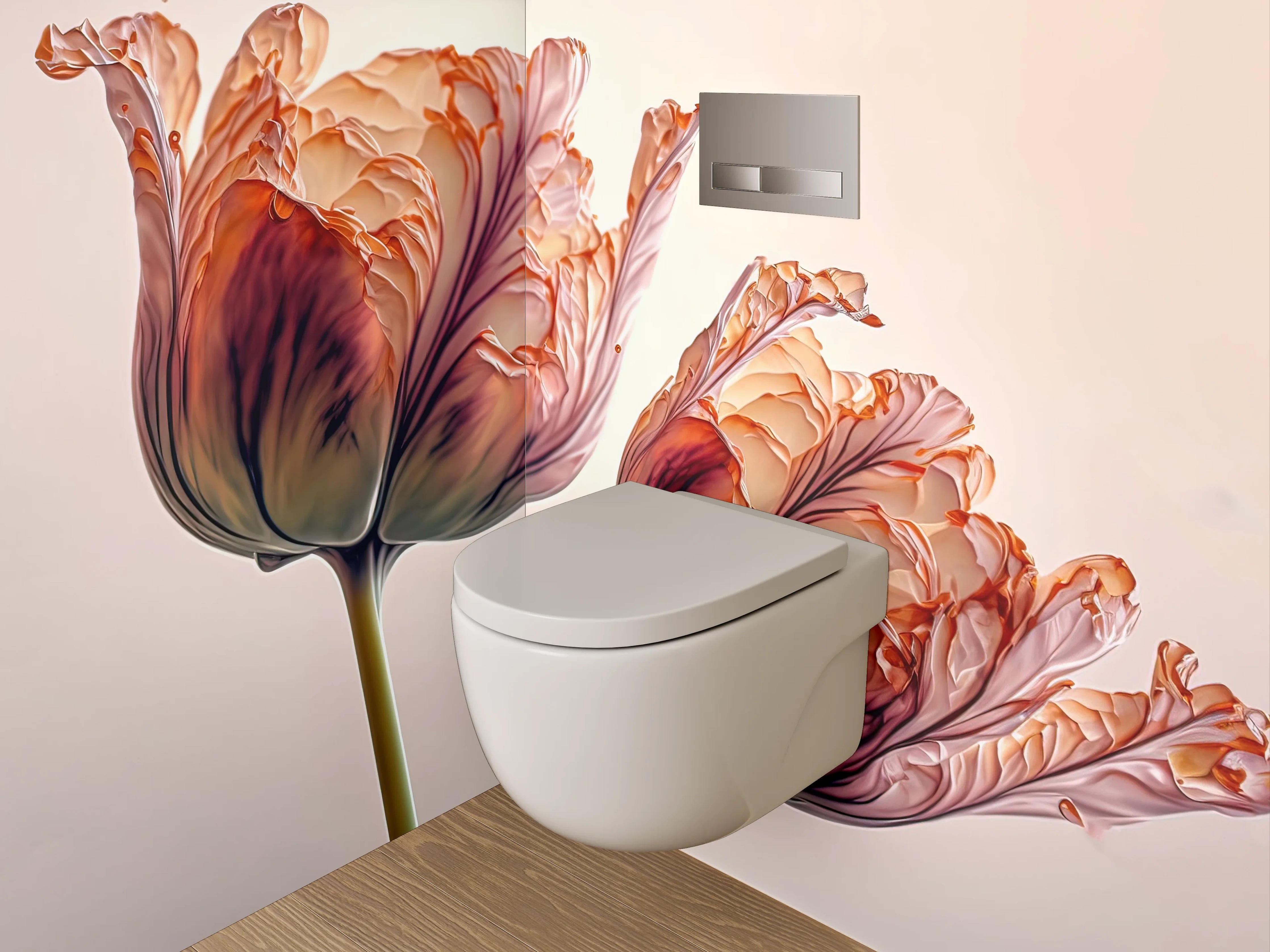 WC-Rückwand - Zarte Pfingstrosen Tulpen Fotokunst