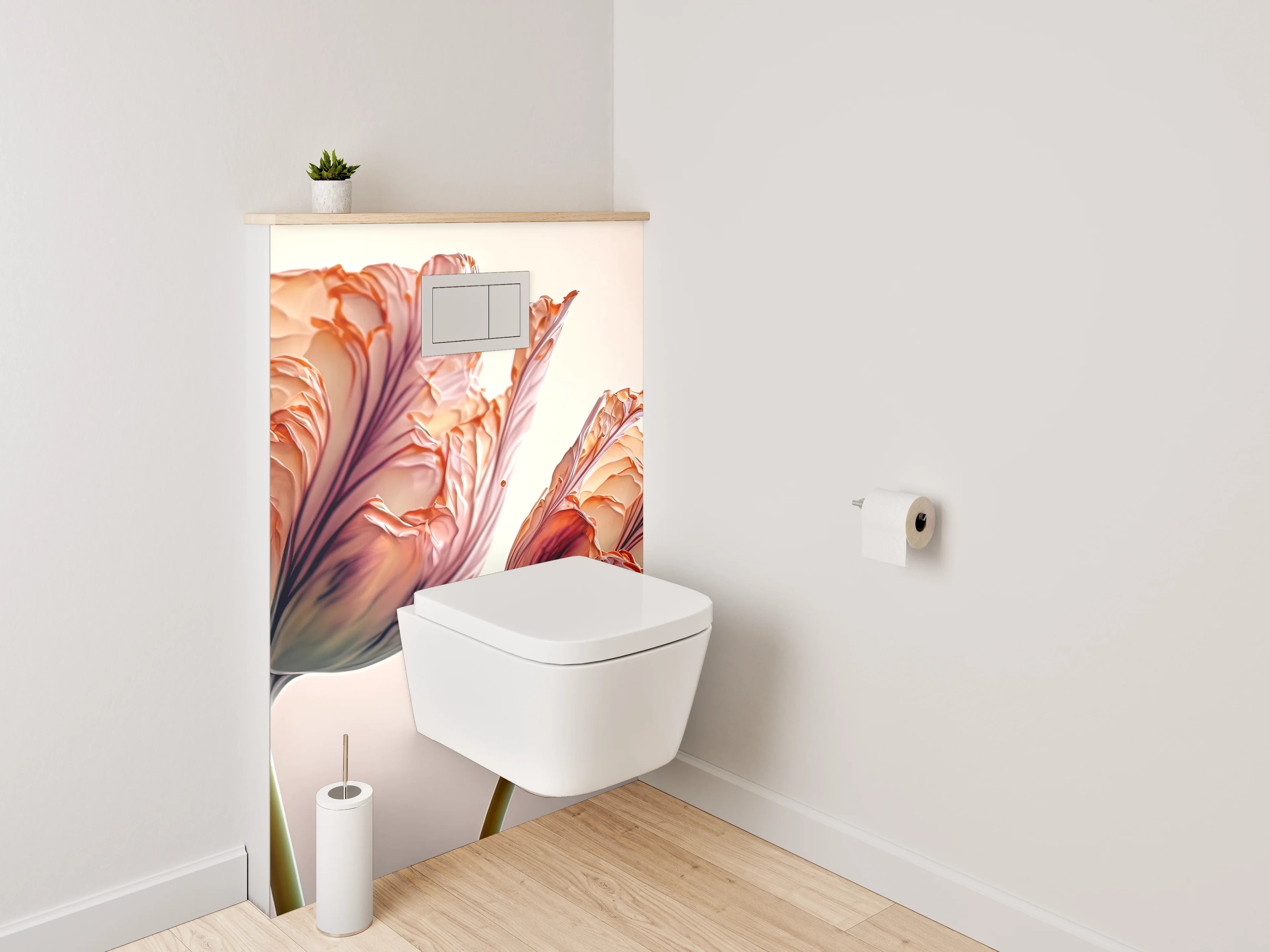 WC-Rückwand - Zarte Pfingstrosen Tulpen Fotokunst