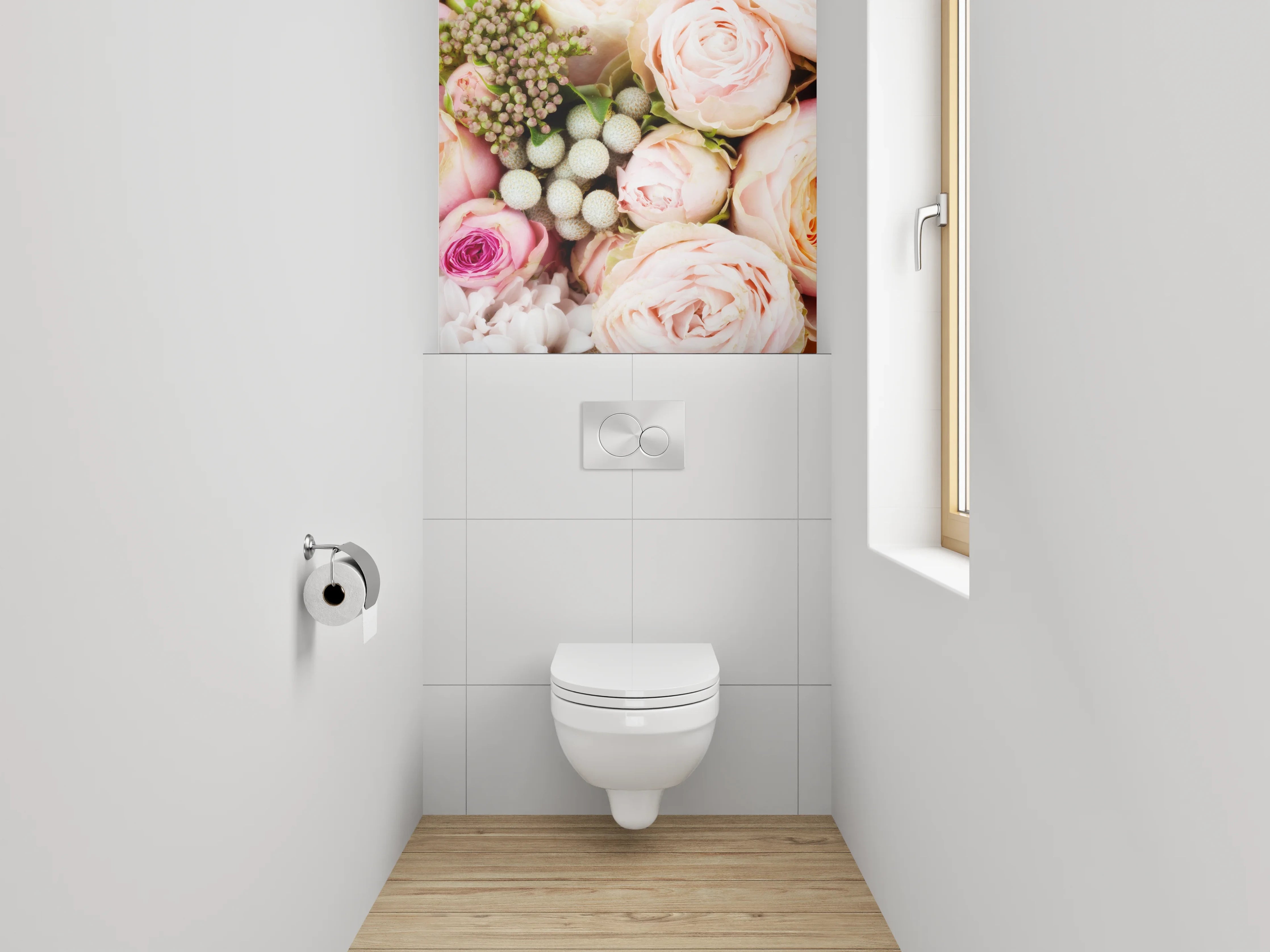 WC-Rückwand - Zarte Rosen Blütenbouquet Pastell