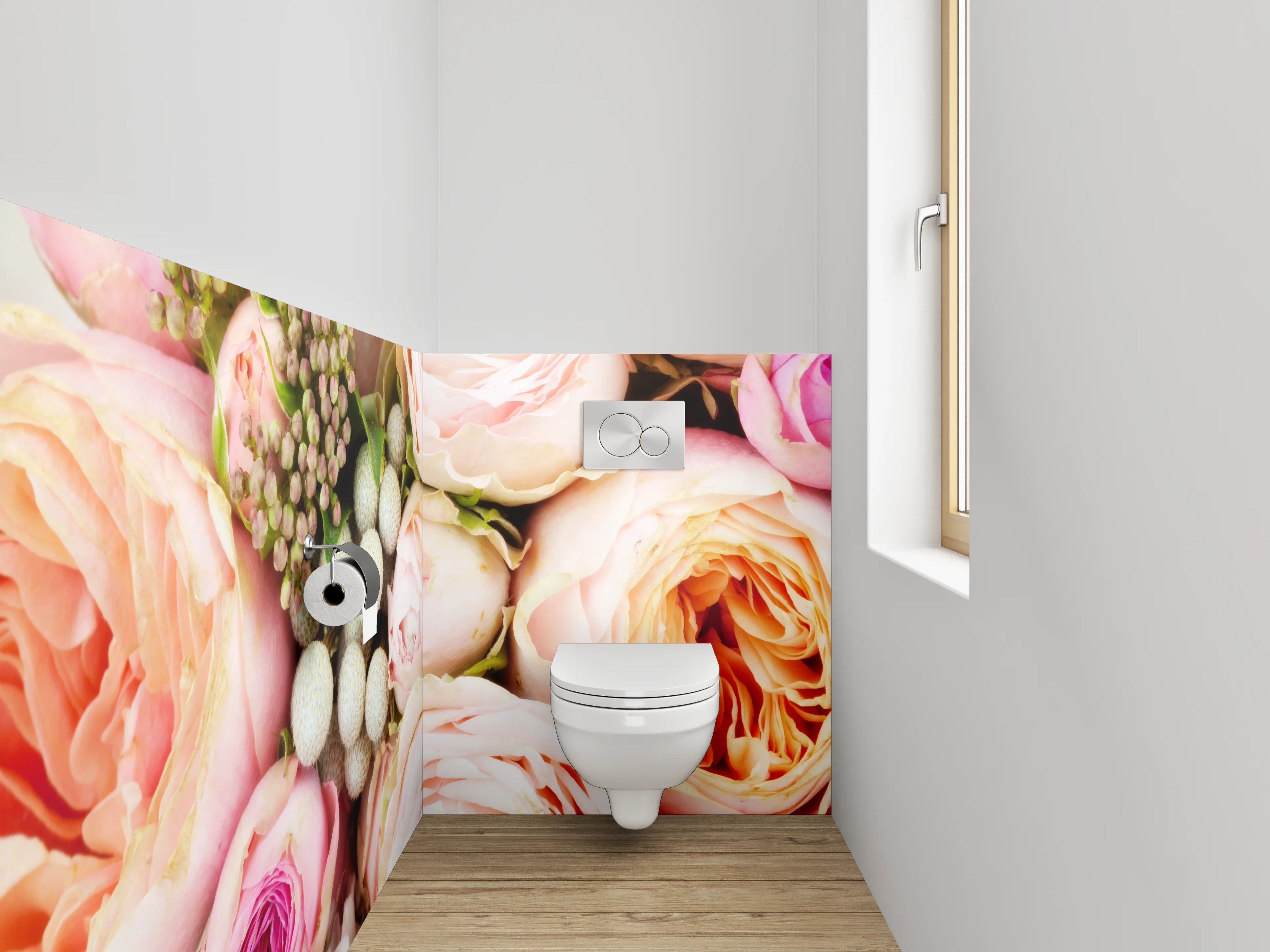 WC-Rückwand - Zarte Rosen Blütenbouquet Pastell